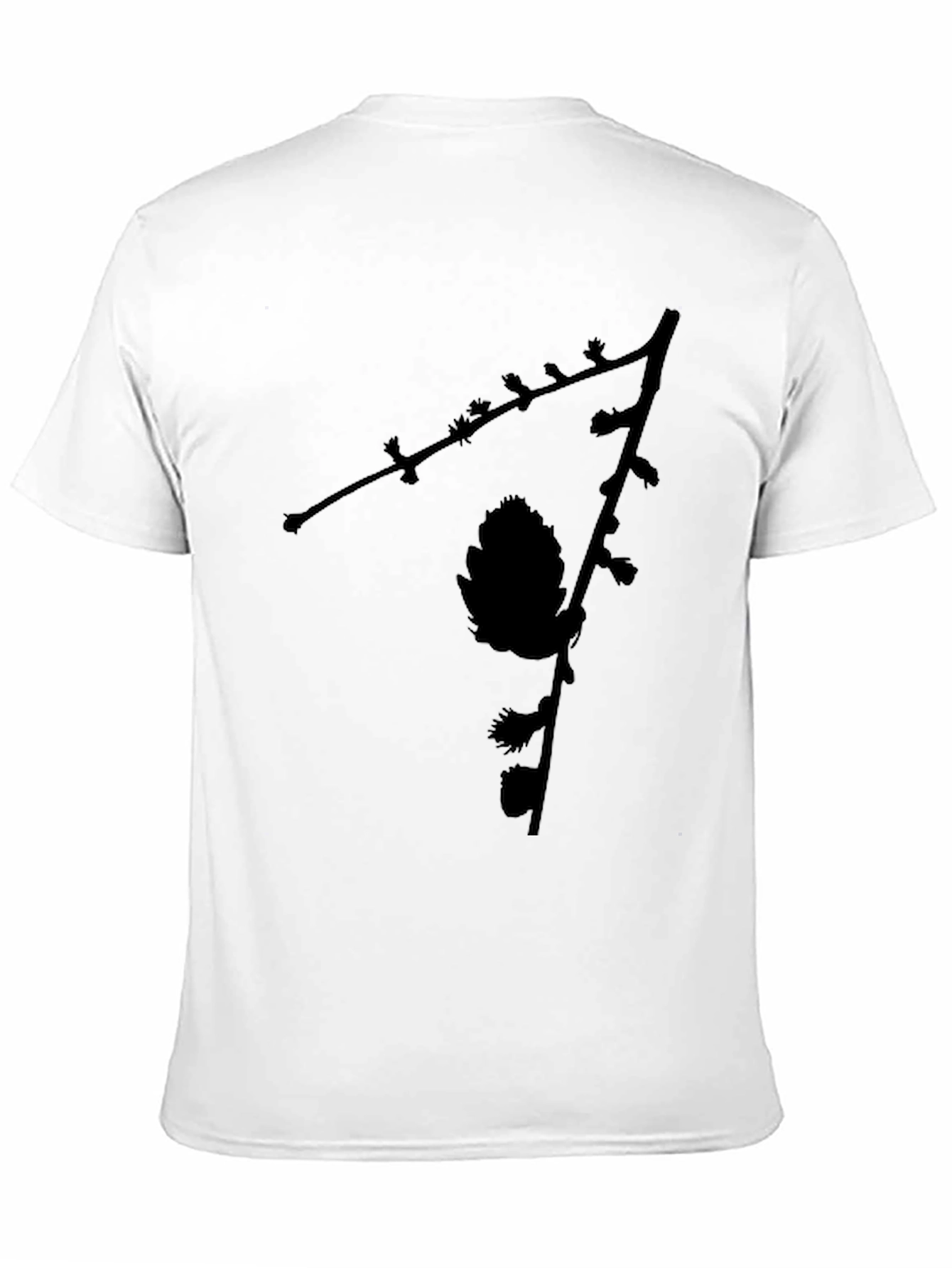 Black Pinecone Branch Graphic Tee - Nature Inspired Menswear