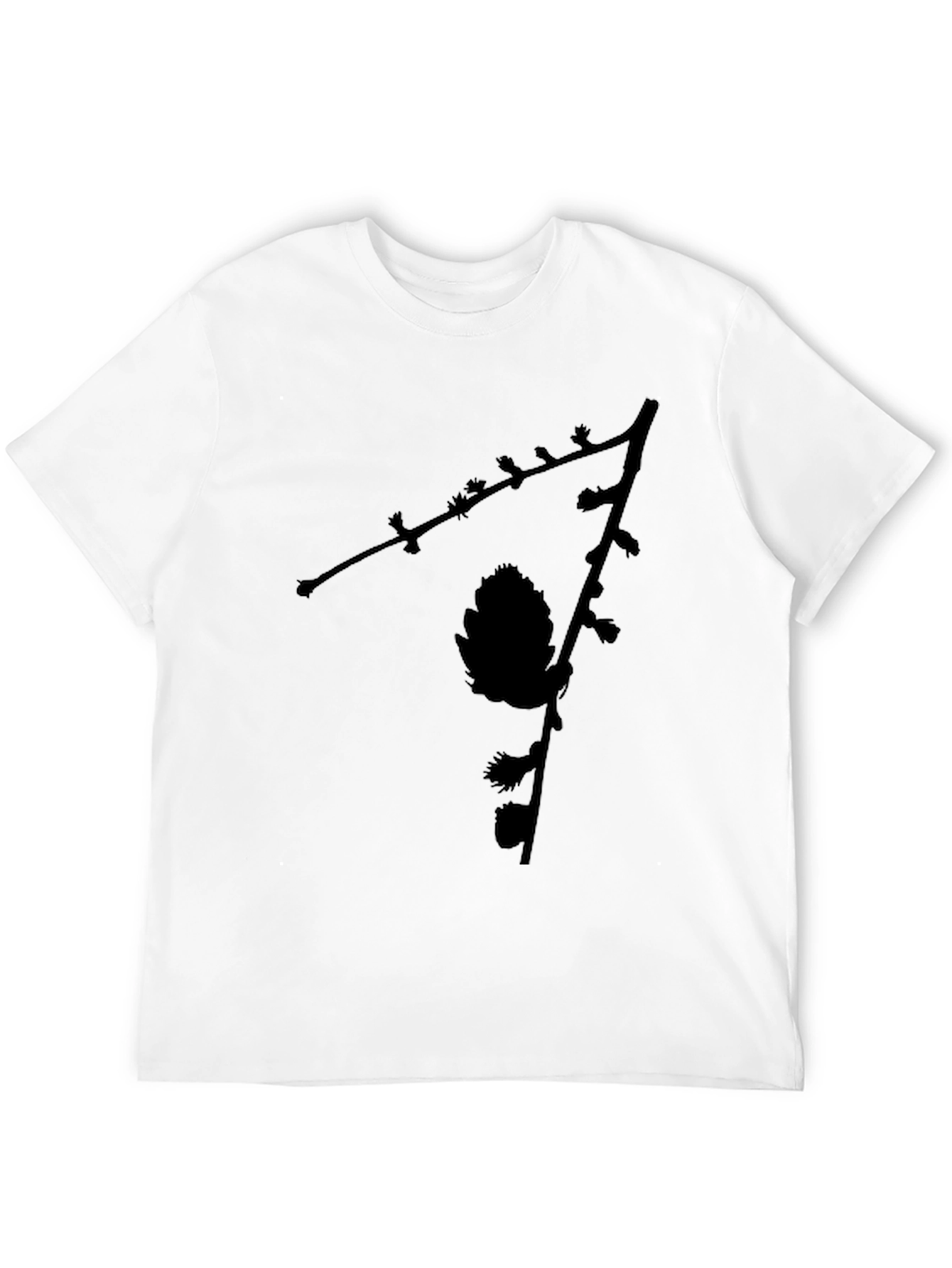 Black Pinecone Branch Graphic Tee - Nature Inspired Menswear