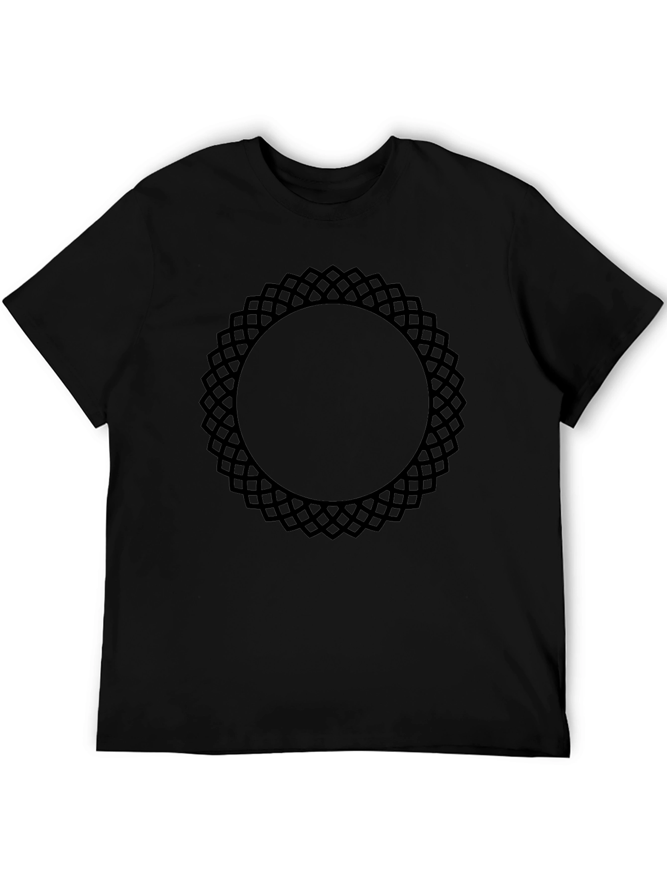 Black Tee with Geometric Circle Design