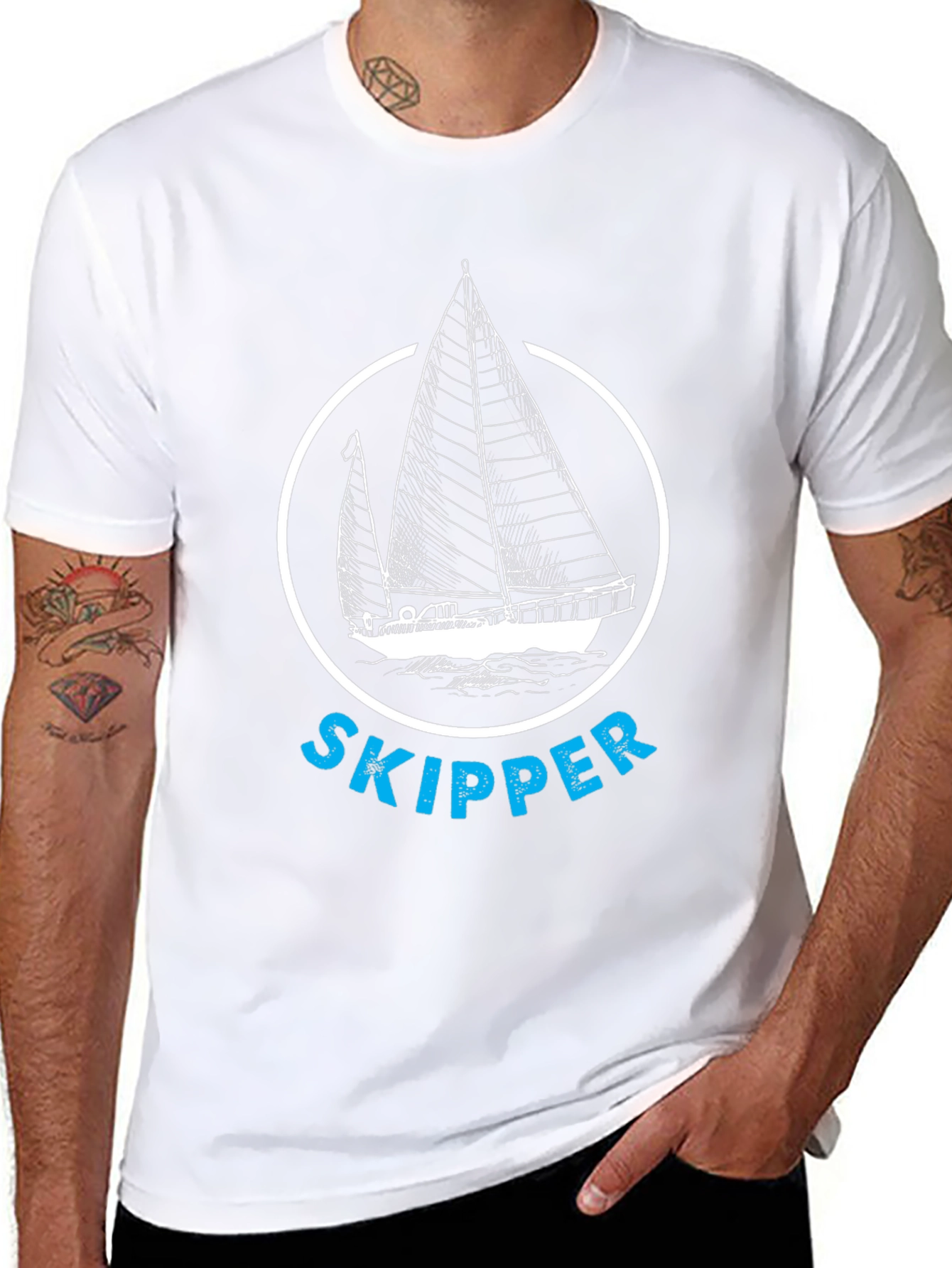Nautical Skipper T-Shirt - Black Sailing Tee