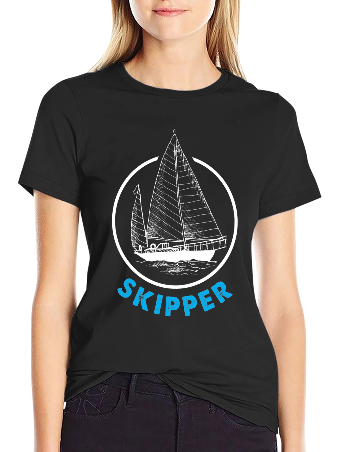Nautical Skipper T-Shirt - Black Sailing Tee