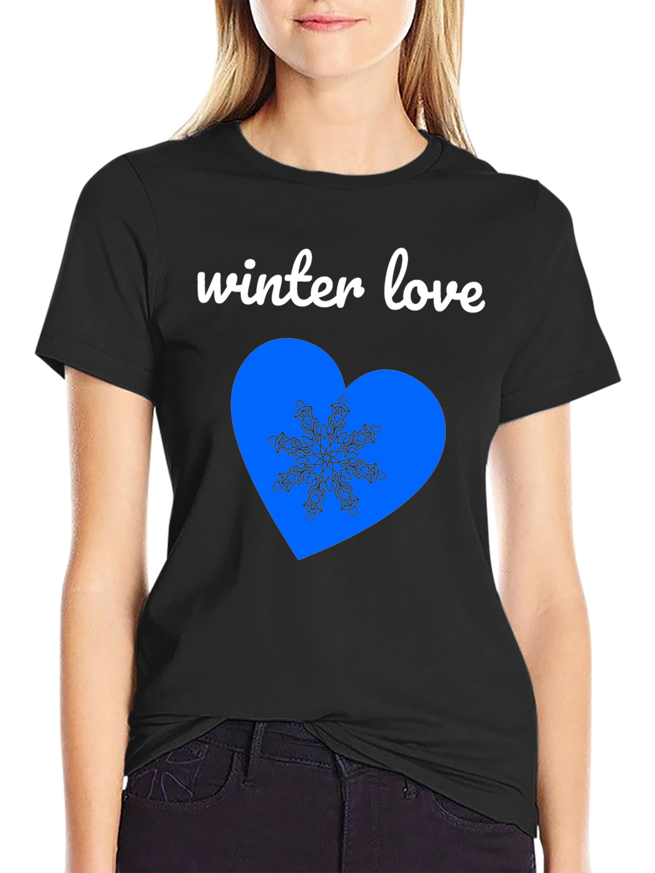 Winter Love Graphic Tee - Black