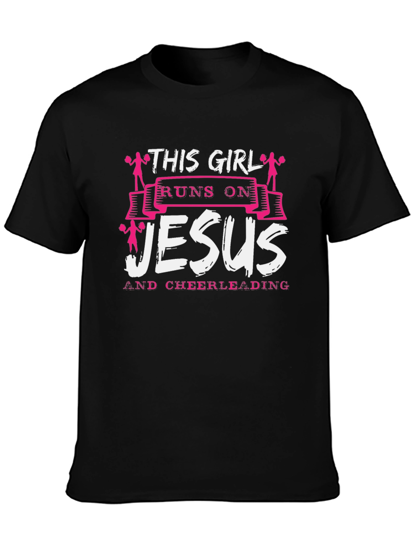 This Girl Runs on Jesus & Cheerleading T-Shirt