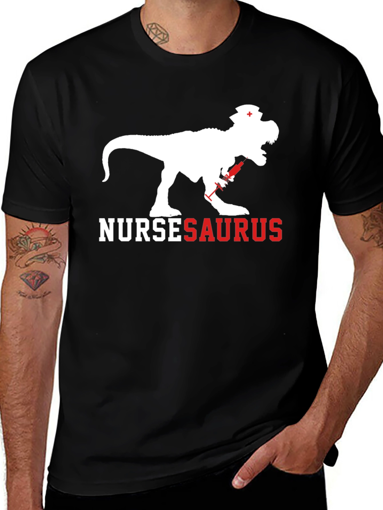 NurseSaurus T-Shirt - Funny Dino Nurse Graphic Tee