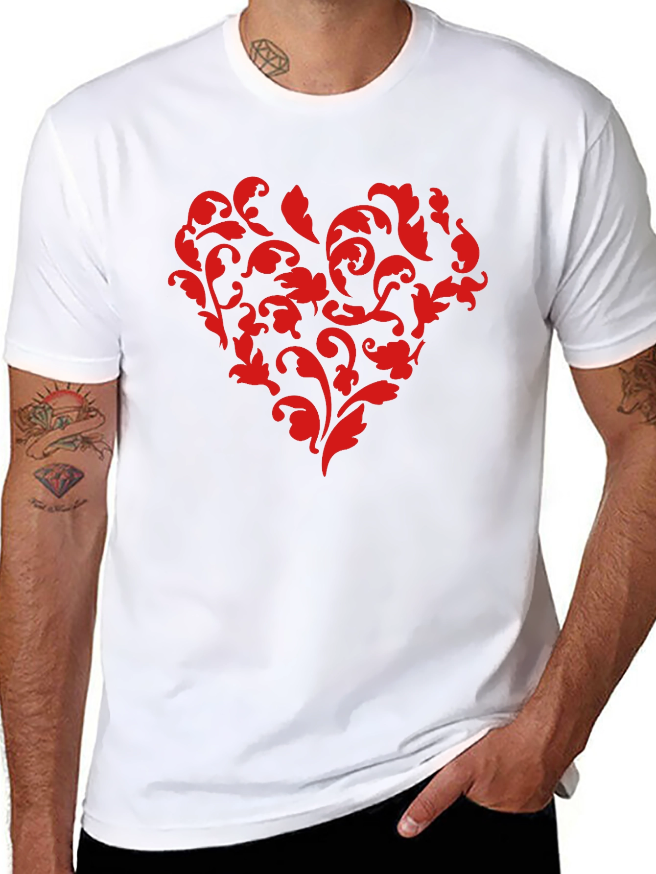 Floral Heart Graphic Black T-Shirt