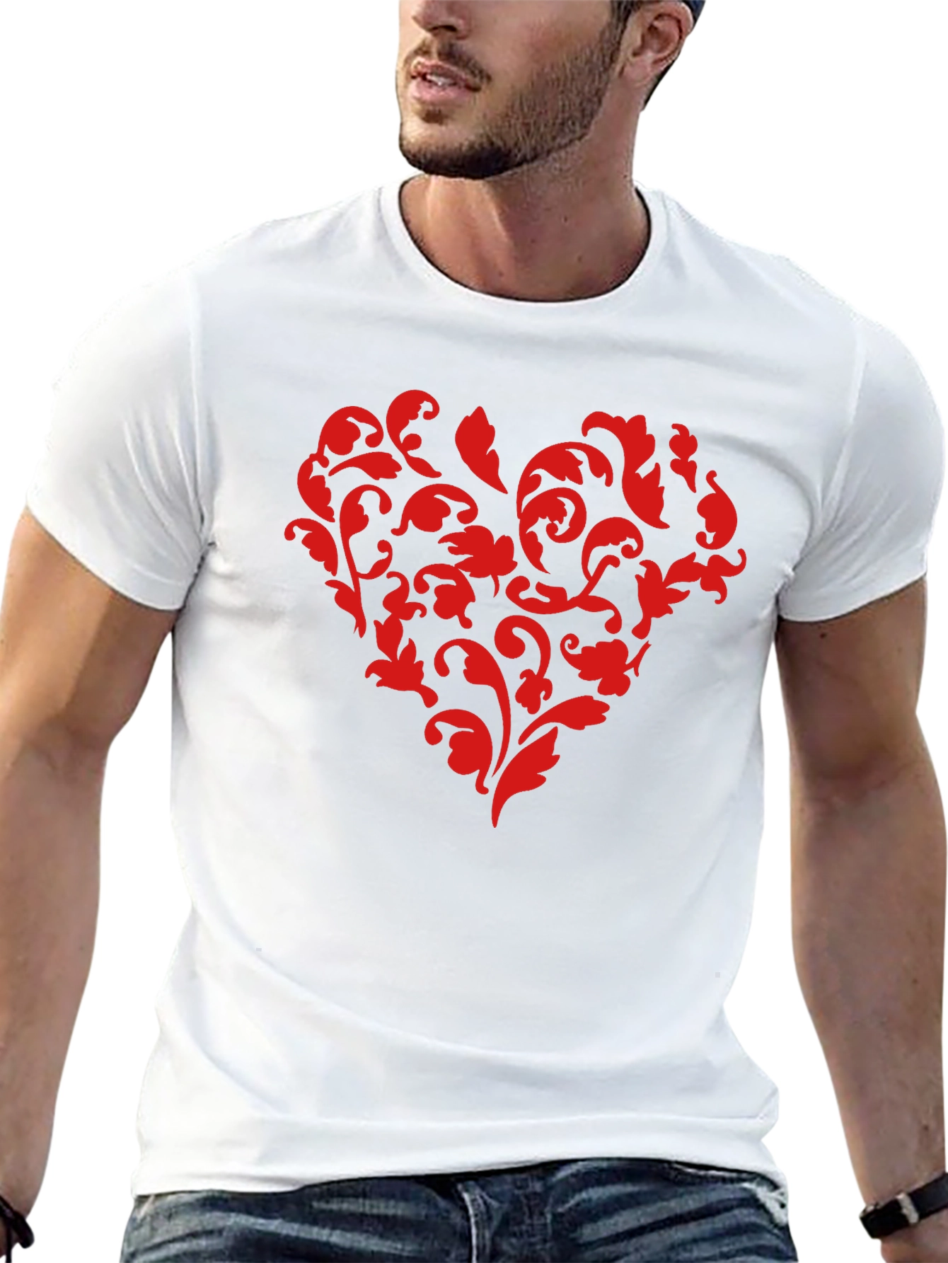 Floral Heart Graphic Black T-Shirt