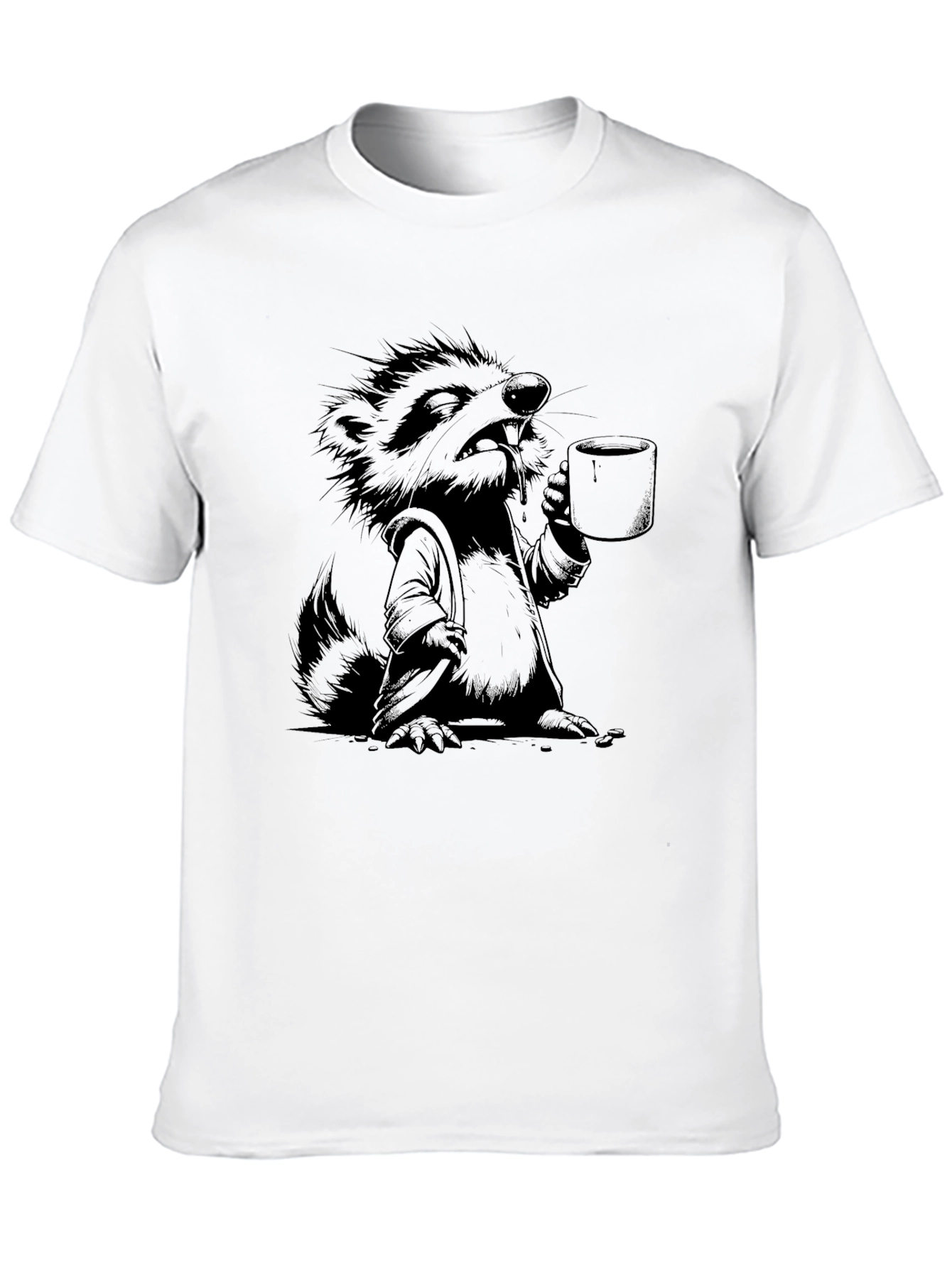 Grumpy Raccoon Coffee T-Shirt - Black Cotton Tee
