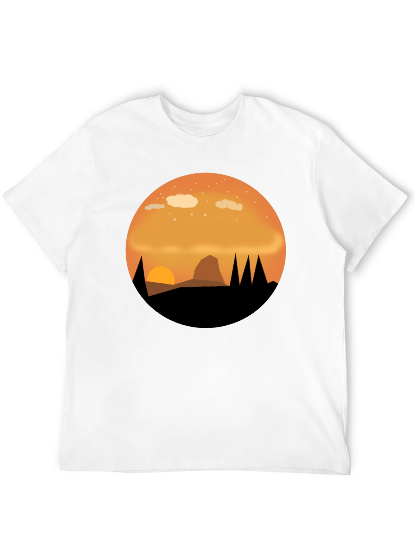 Sunset Mountain Graphic Tee - Black Cotton T-Shirt