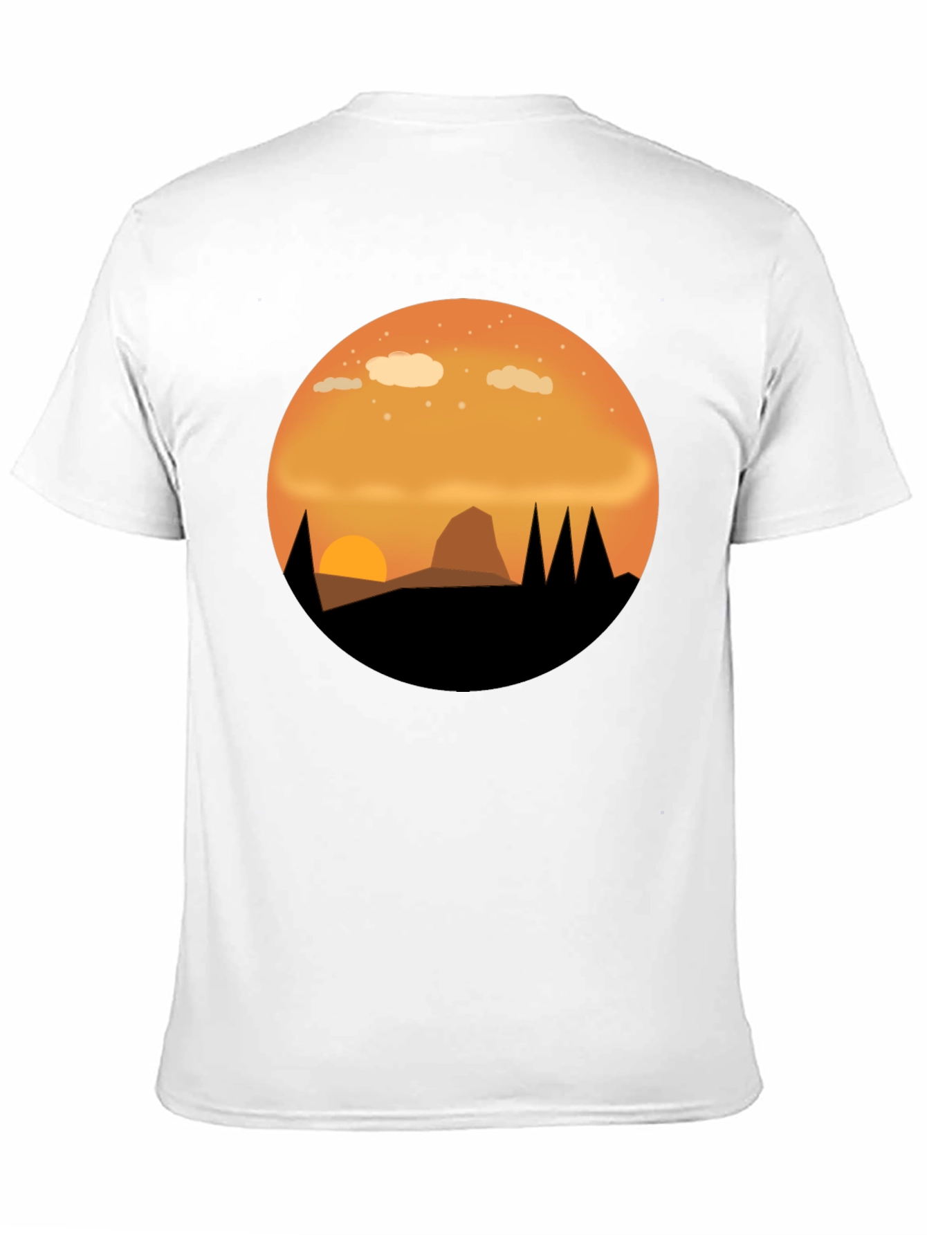 Sunset Mountain Graphic Tee - Black Cotton T-Shirt