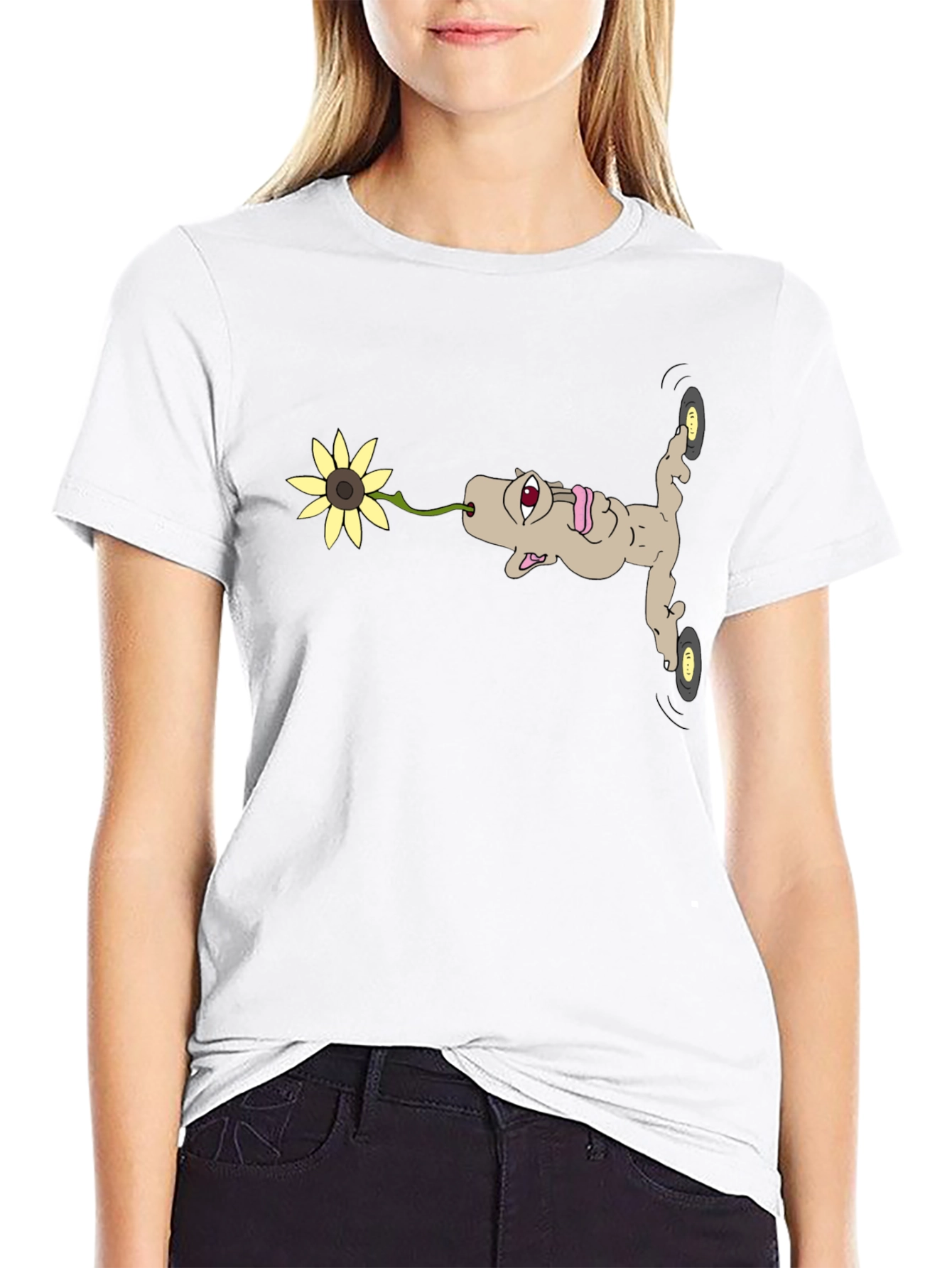 Unique Cartoon Character Black T-Shirt