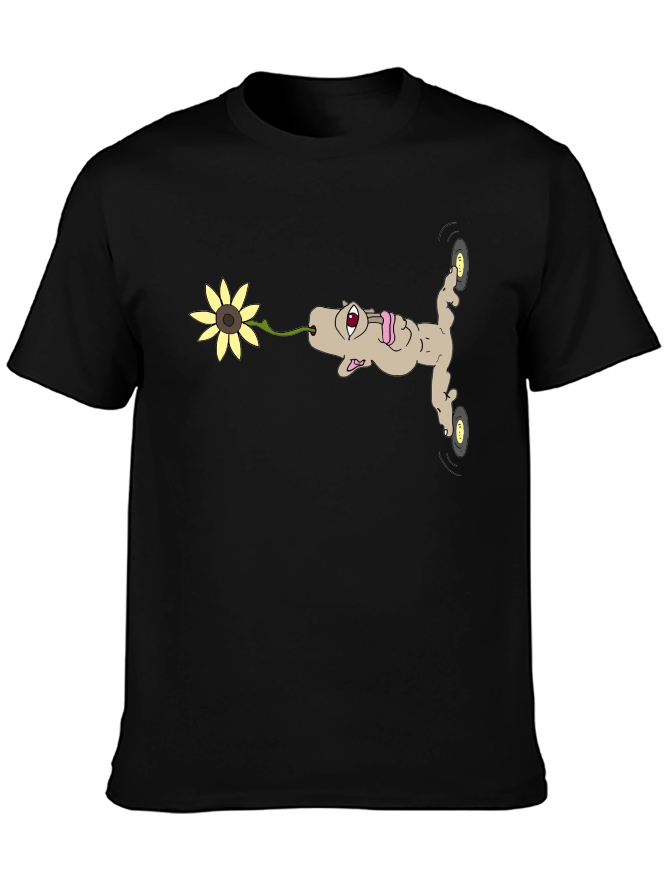 Unique Cartoon Character Black T-Shirt