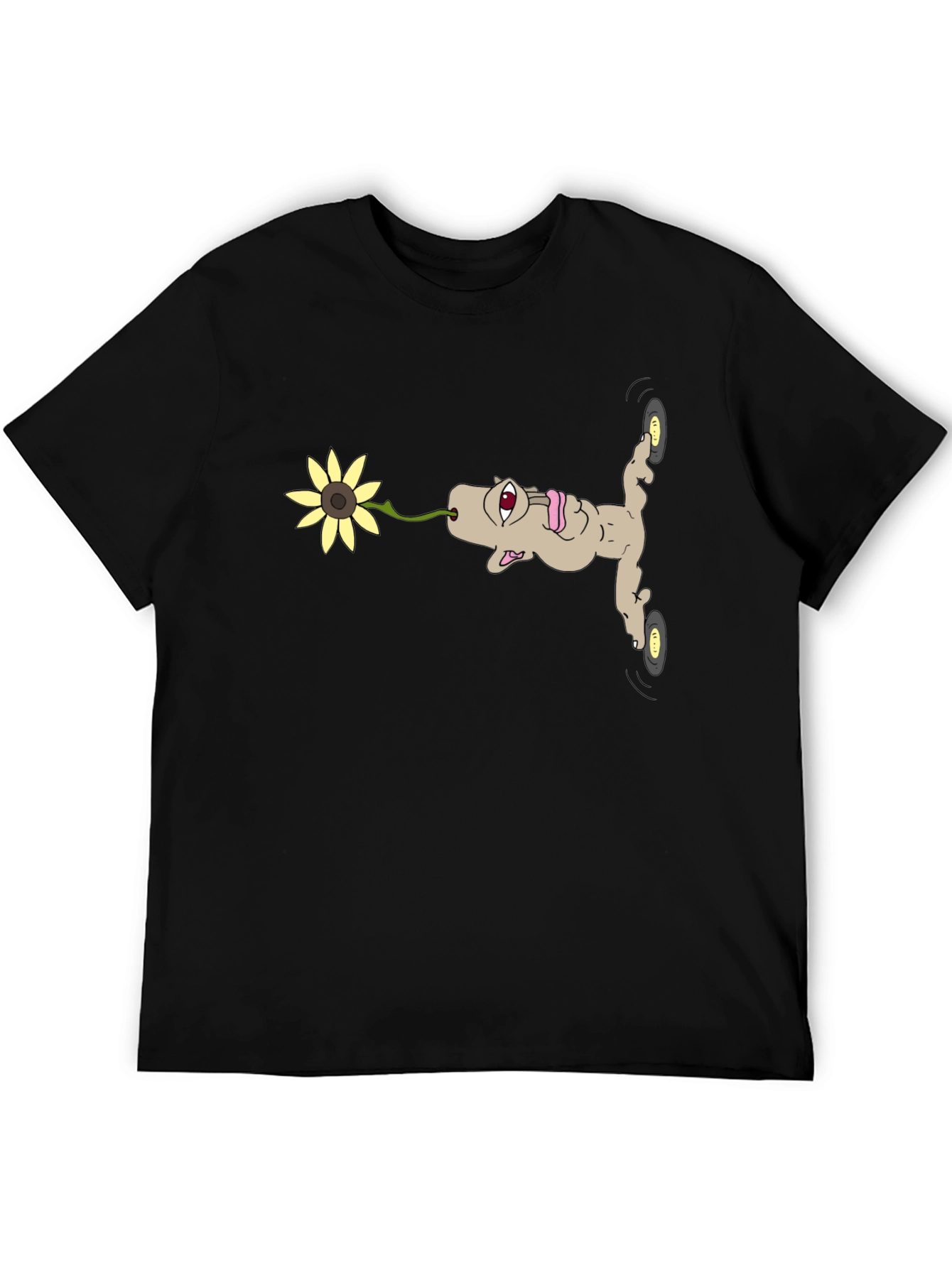 Unique Cartoon Character Black T-Shirt