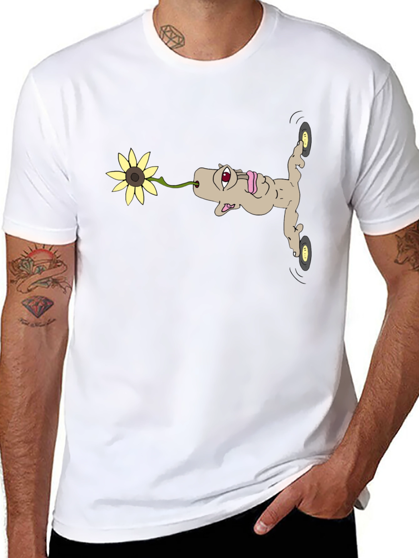 Unique Cartoon Character Black T-Shirt
