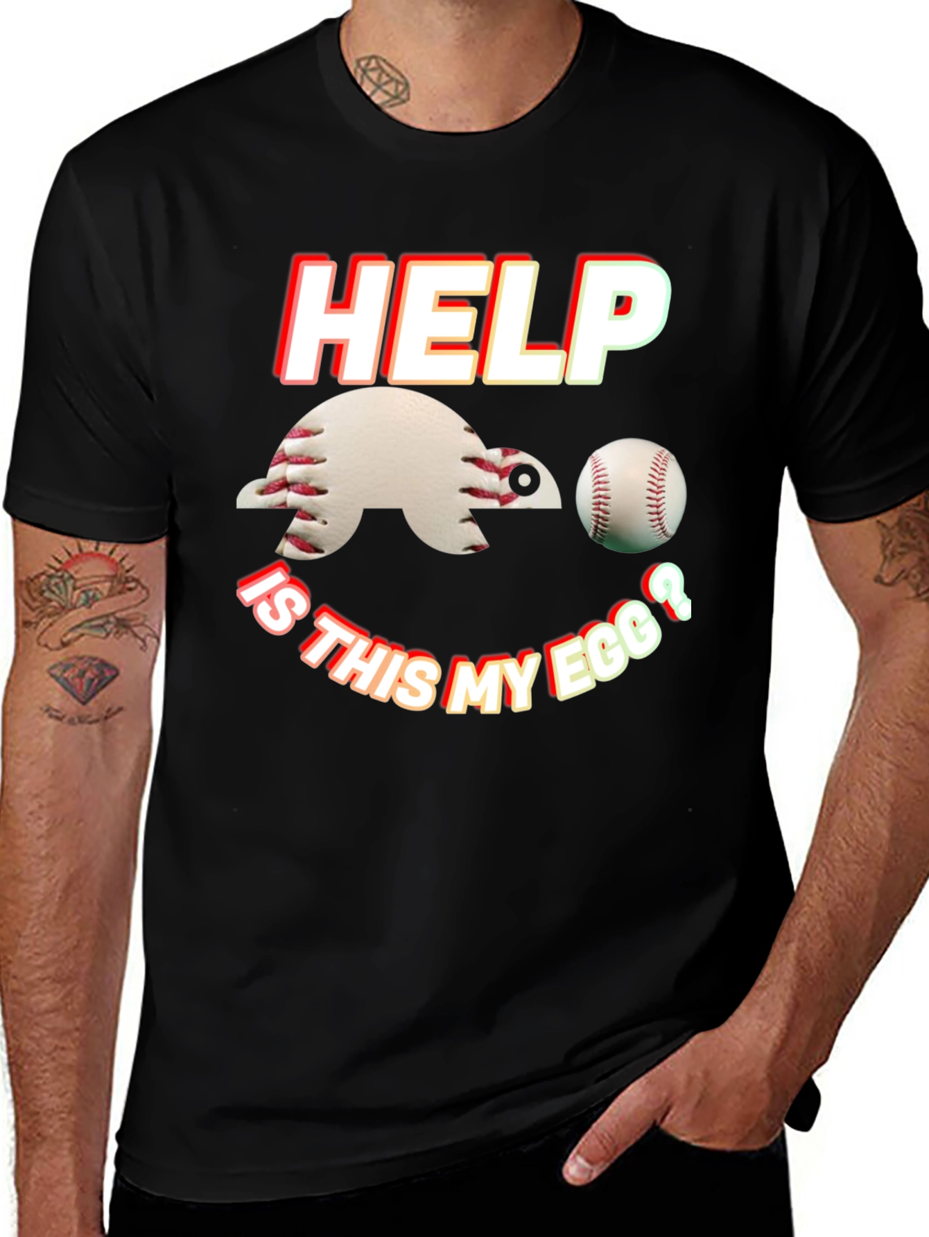 Baseball Turtle T-Shirt - Help Is This My Egg?