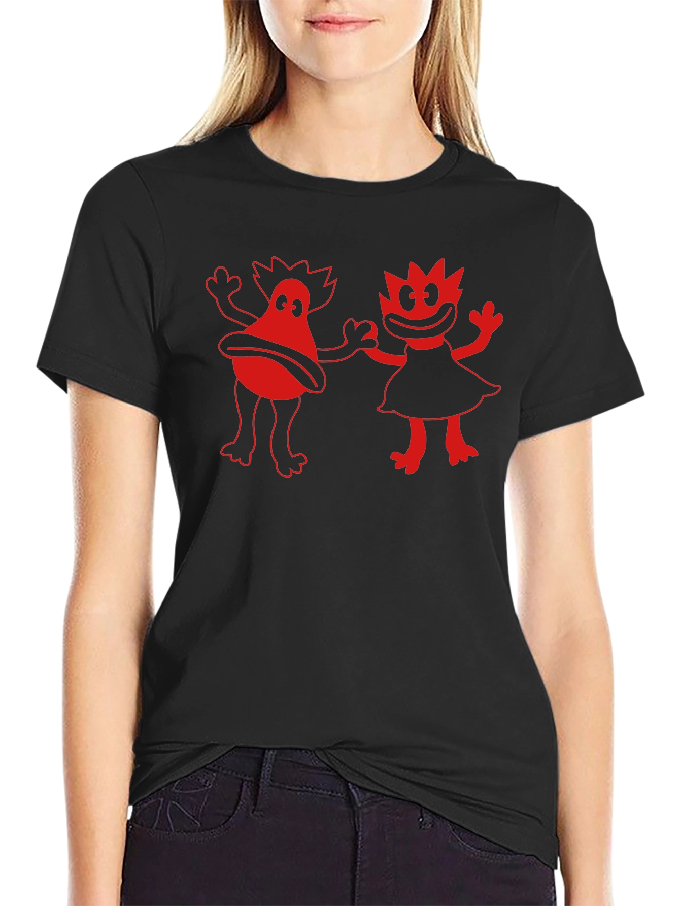 Retro Cartoon Graphic Tee - Black