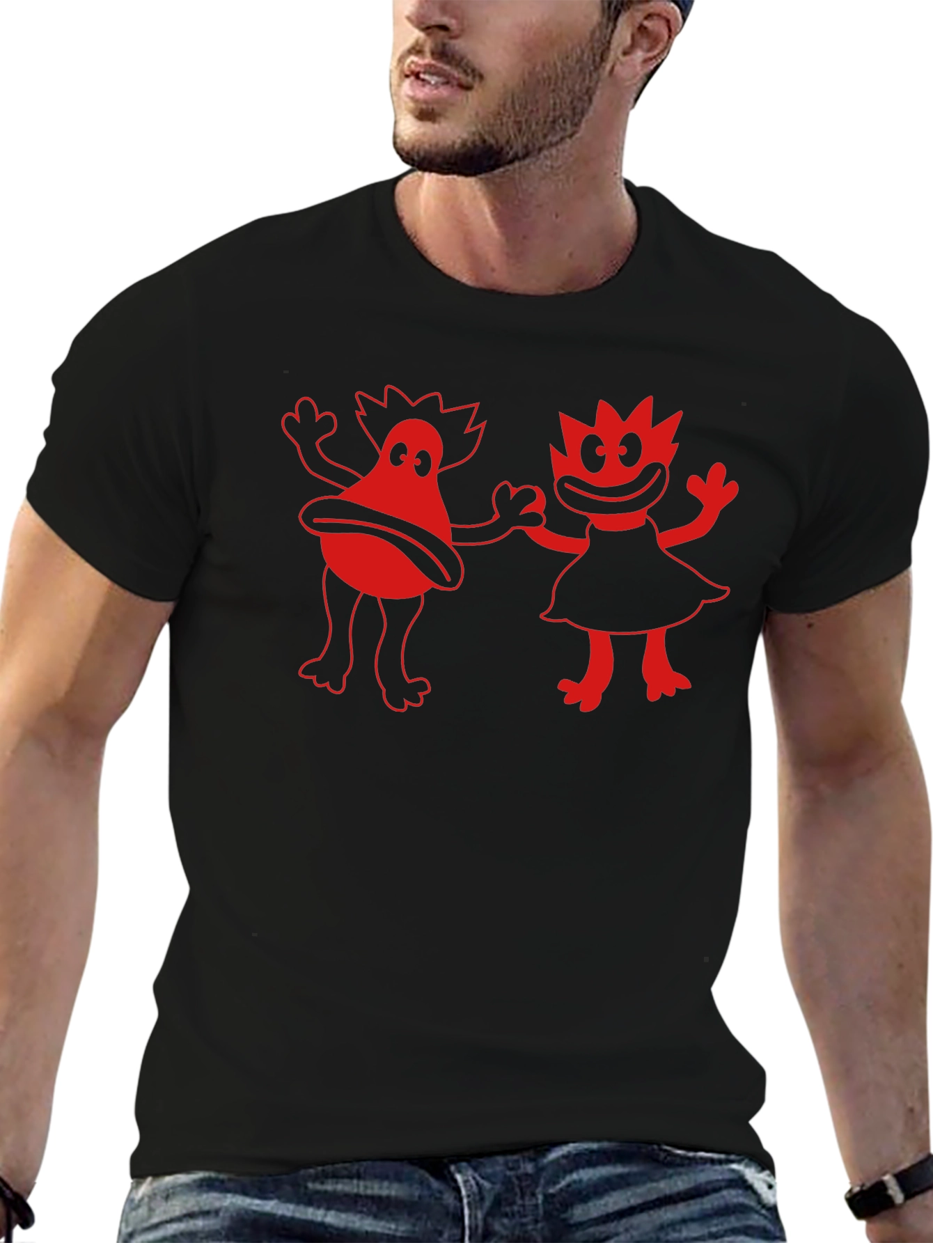Retro Cartoon Graphic Tee - Black