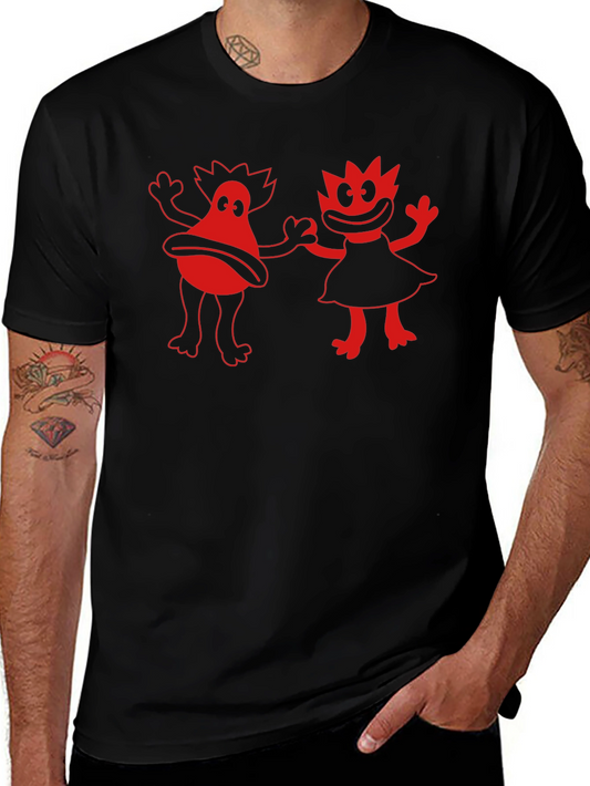 Retro Cartoon Graphic Tee - Black
