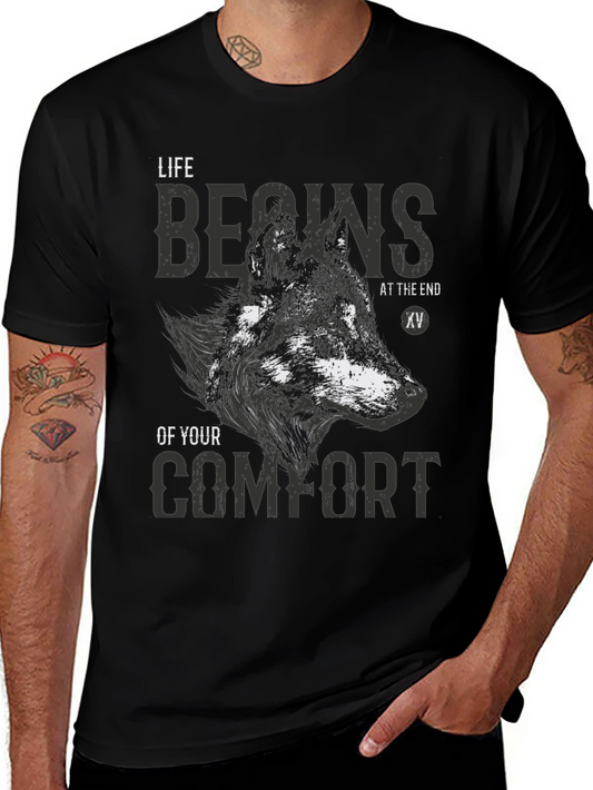 Life Begins at The End Comfort Wolf Graphic Tee