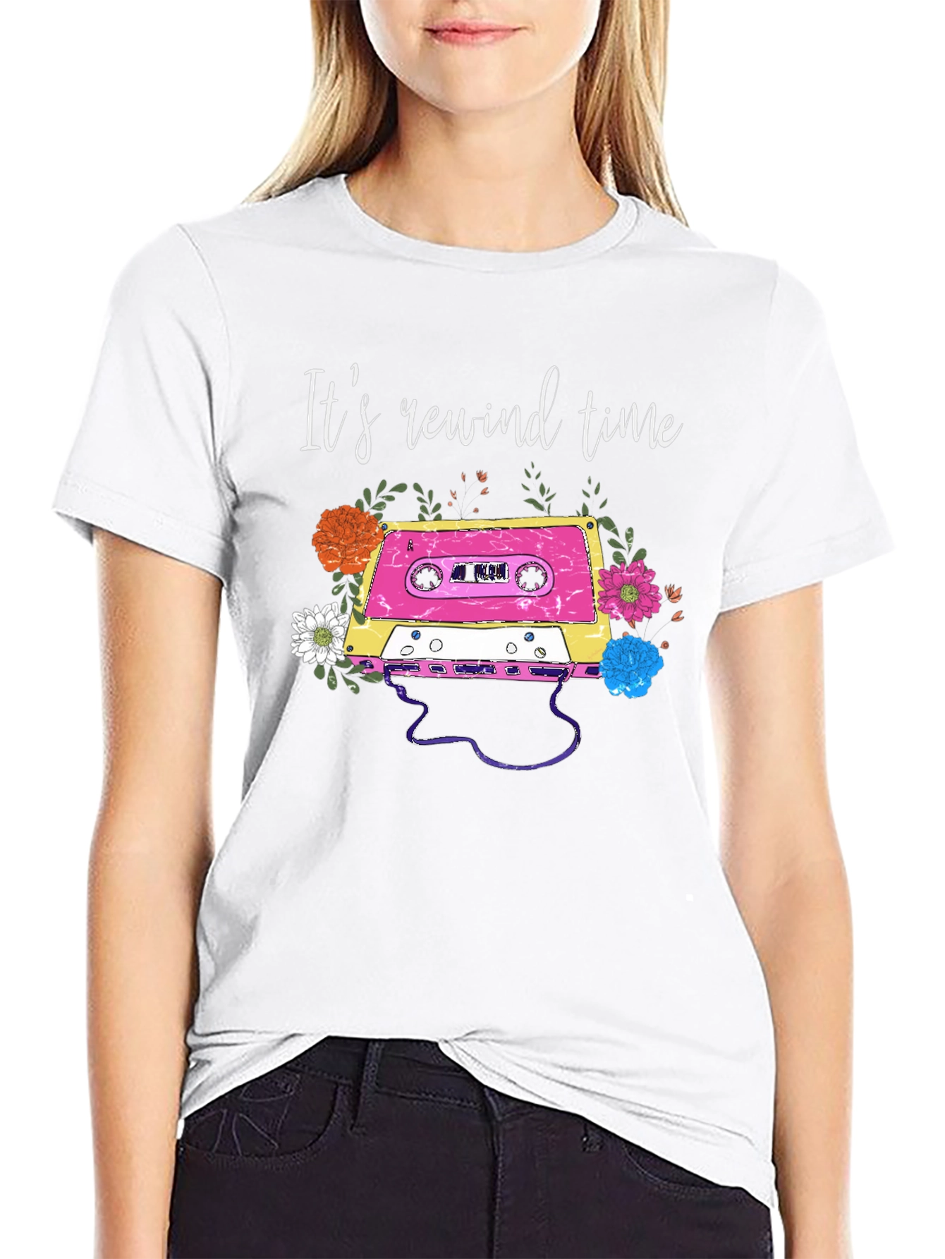 Retro Rewind Time Cassette Tape Graphic Tee