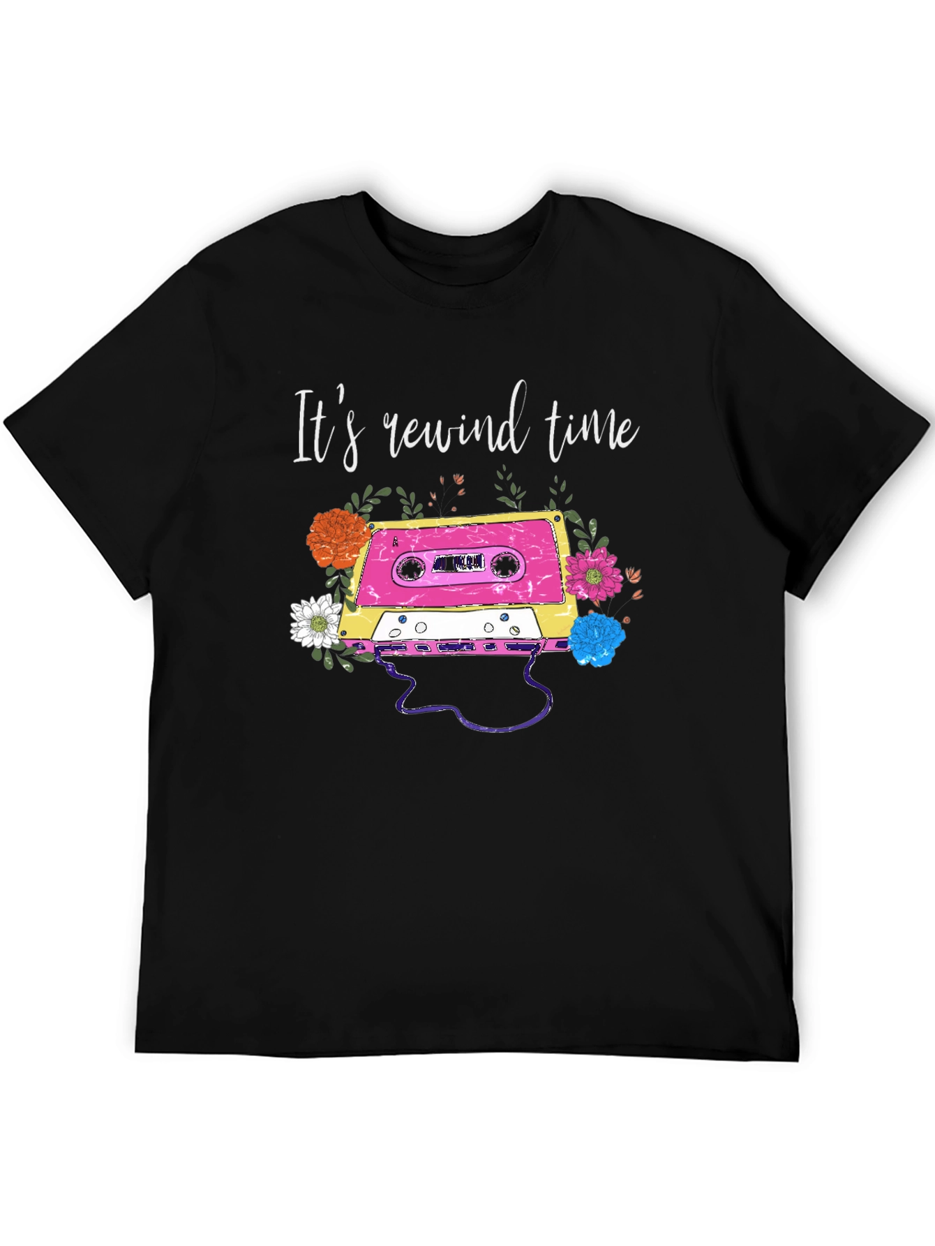 Retro Rewind Time Cassette Tape Graphic Tee