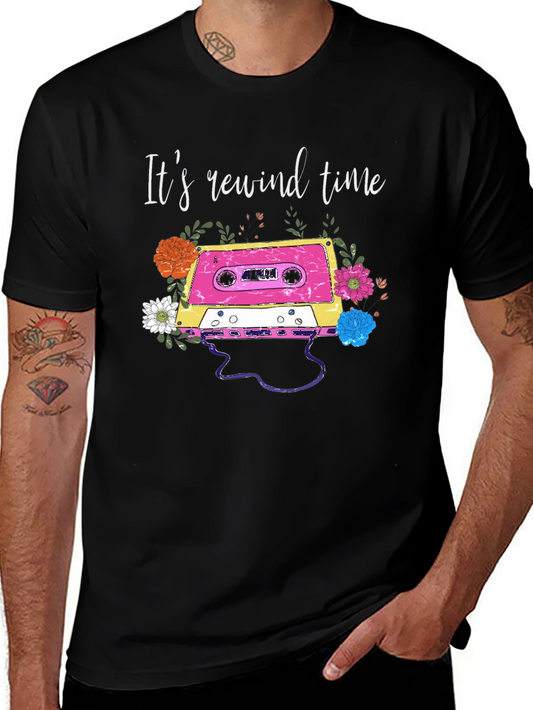 Retro Rewind Time Cassette Tape Graphic Tee