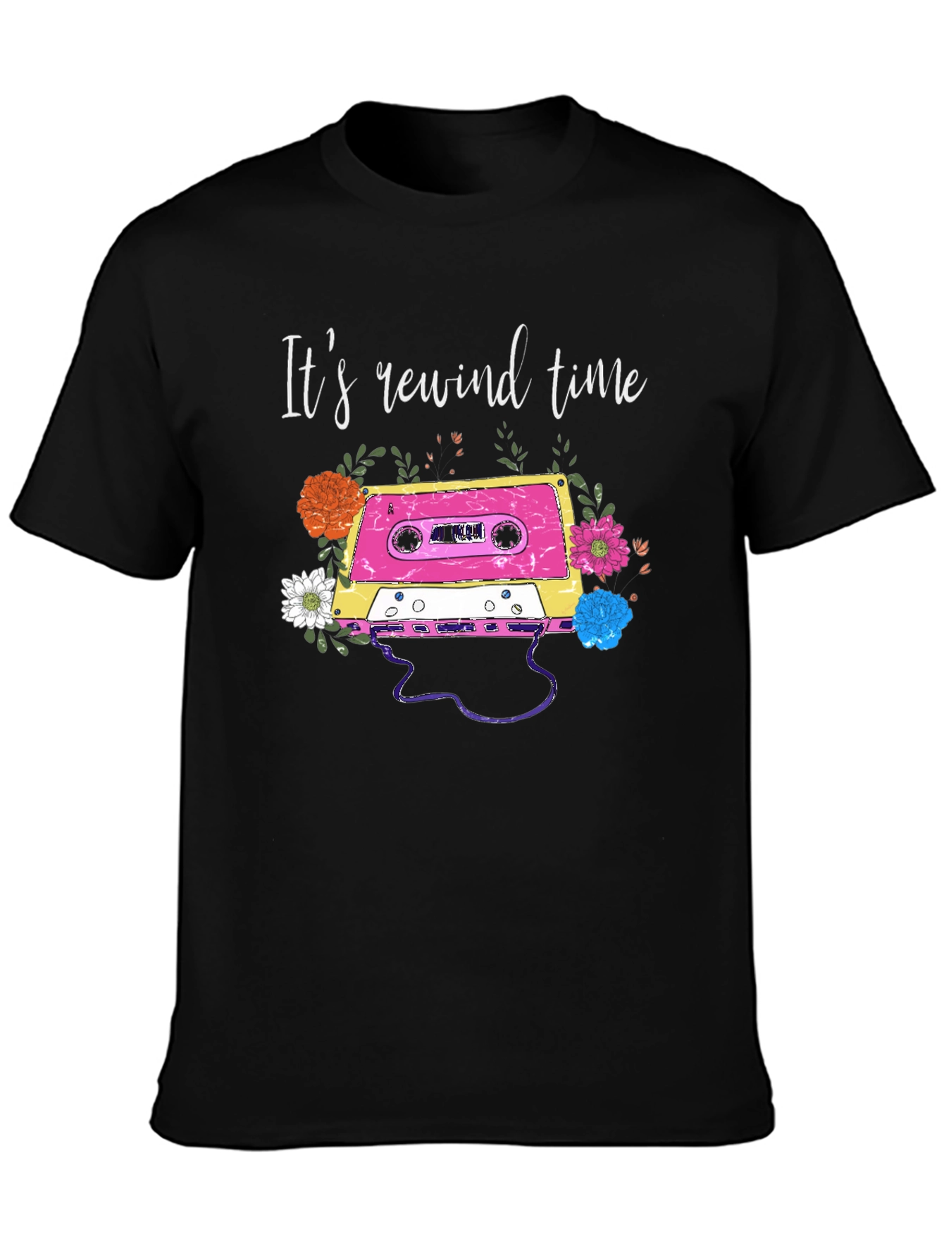 Retro Rewind Time Cassette Tape Graphic Tee