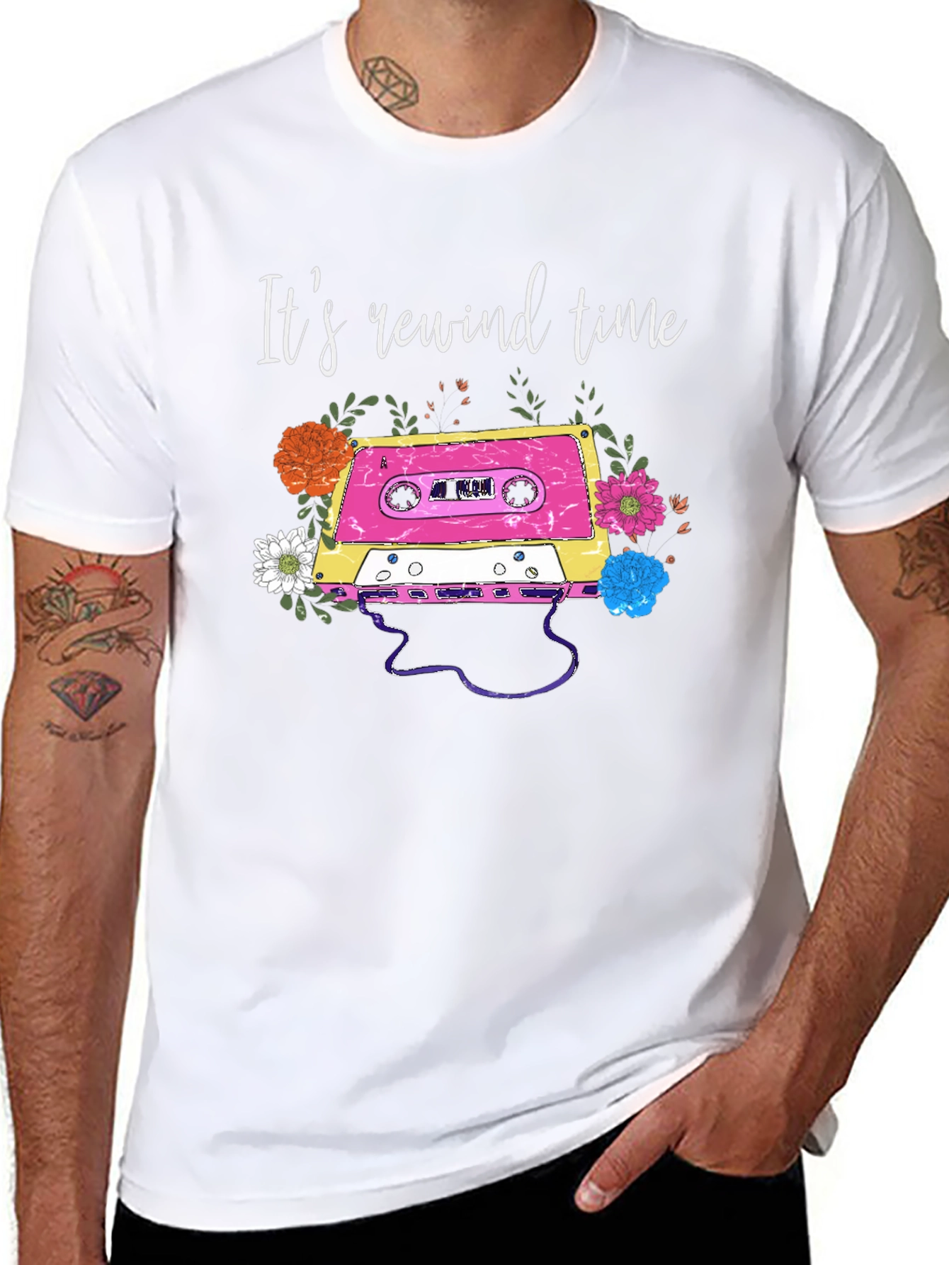 Retro Rewind Time Cassette Tape Graphic Tee