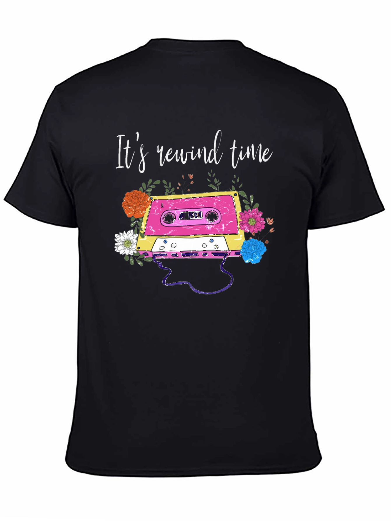 Retro Rewind Time Cassette Tape Graphic Tee