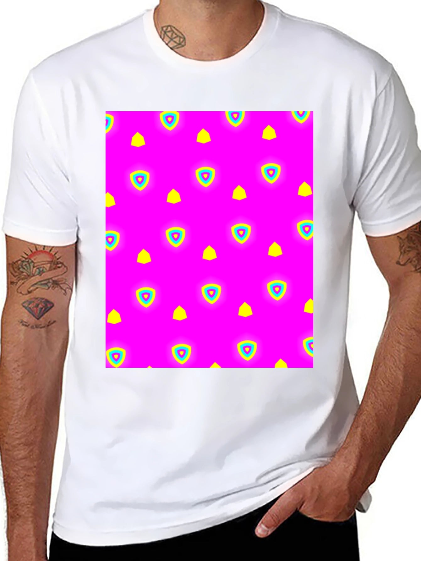 Neon Patterned Black T-Shirt