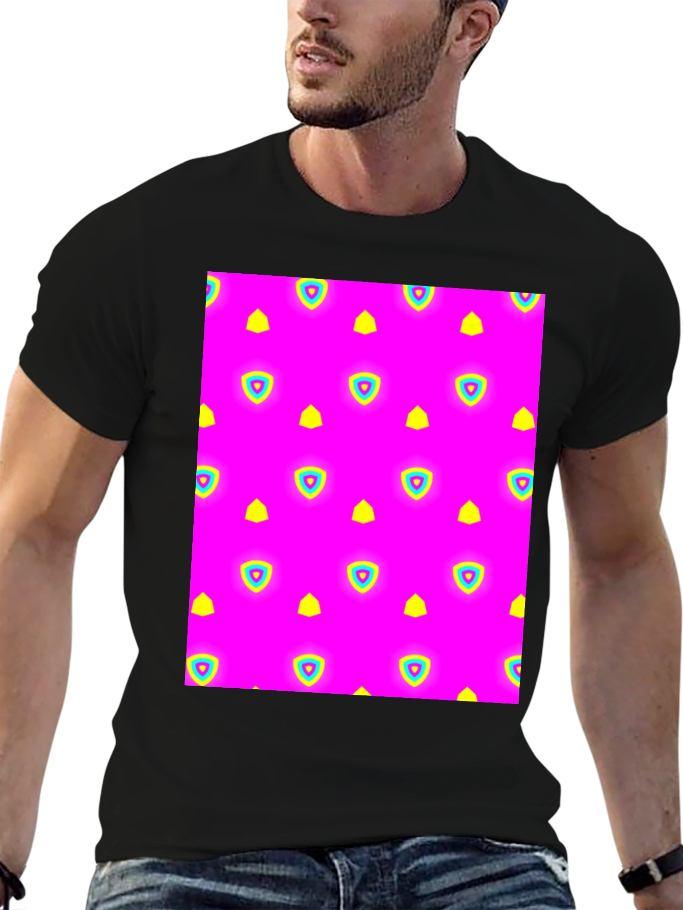 Neon Patterned Black T-Shirt