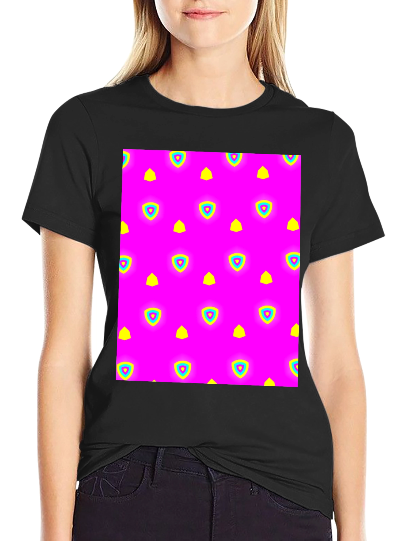 Neon Patterned Black T-Shirt