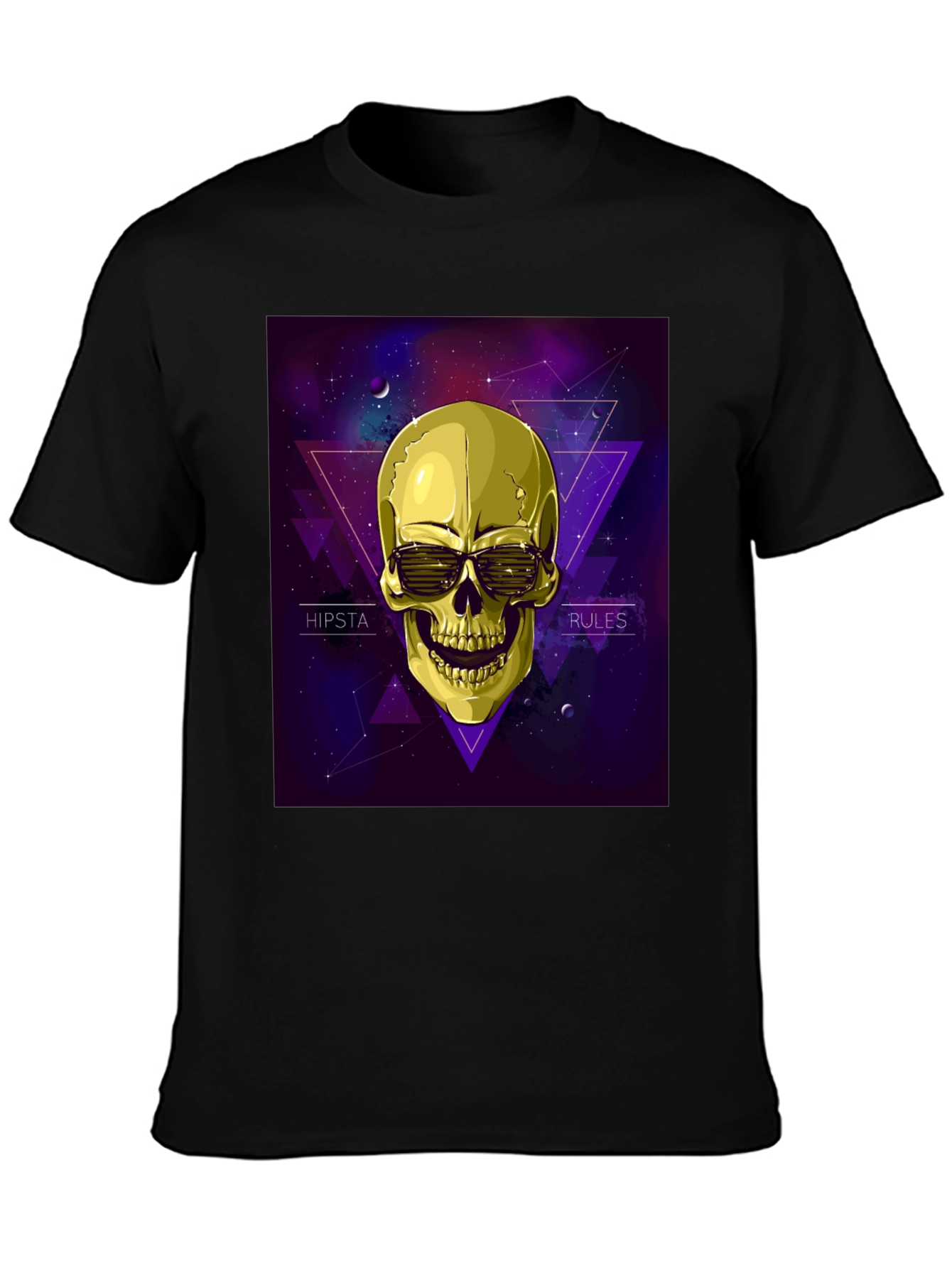 Hipster Skull Graphic Tee - Black