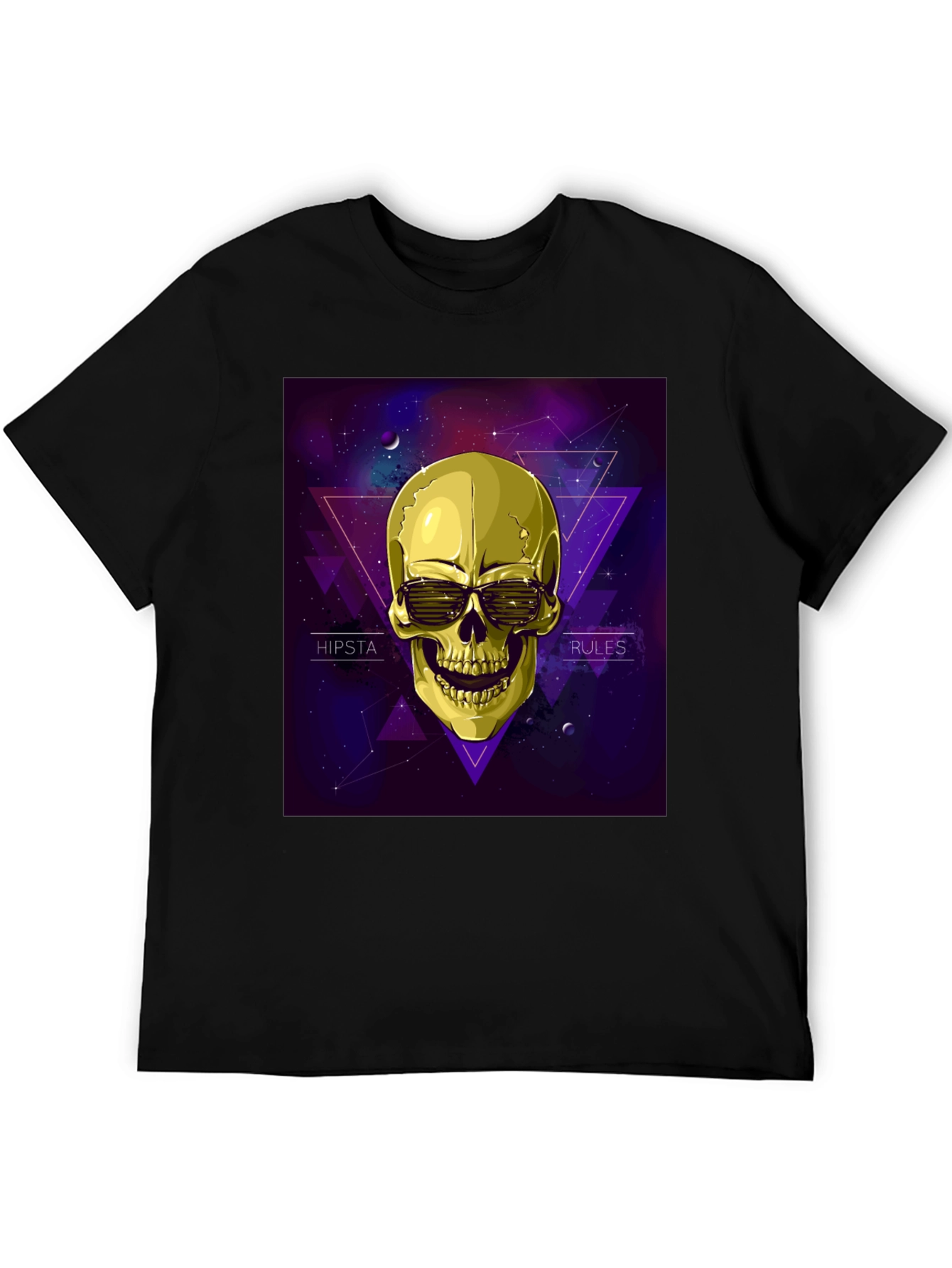 Hipster Skull Graphic Tee - Black