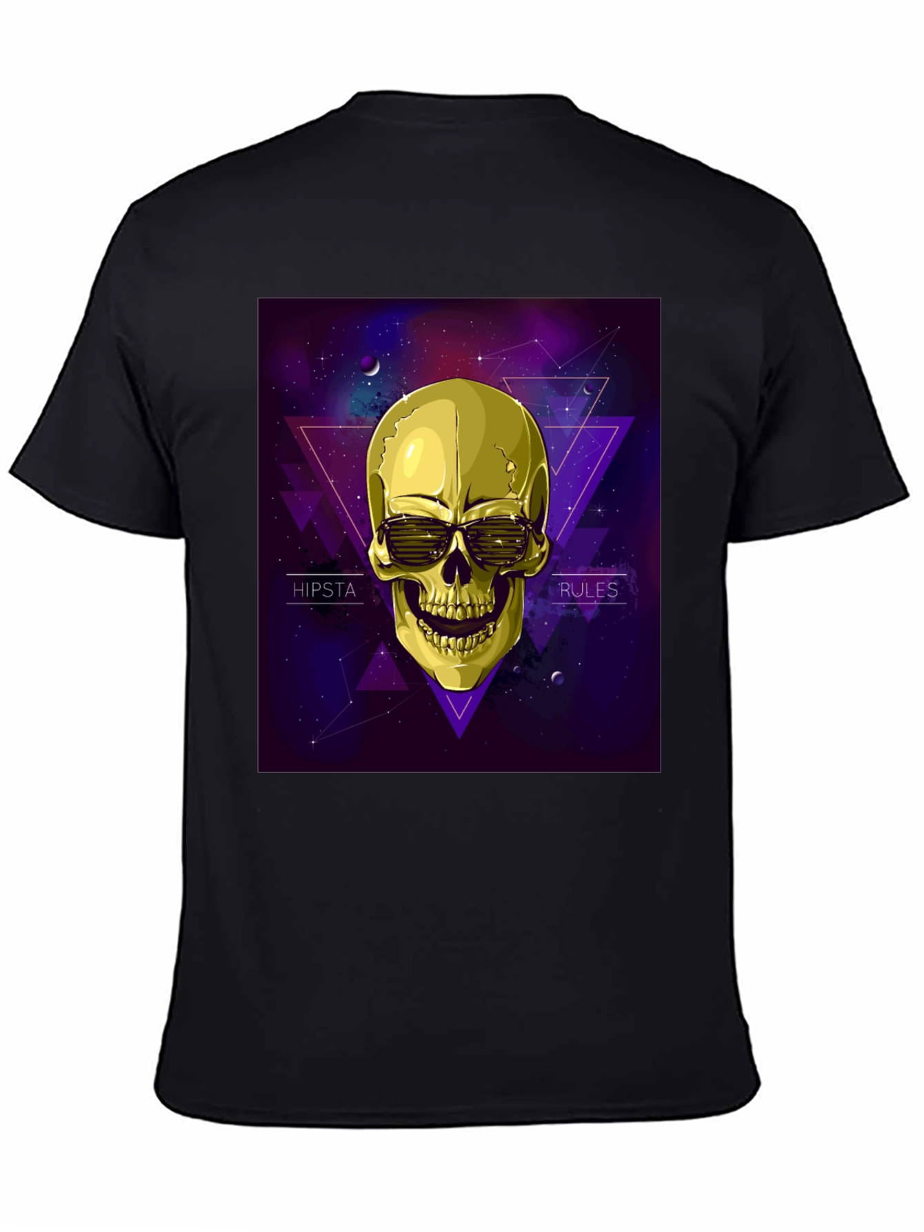 Hipster Skull Graphic Tee - Black