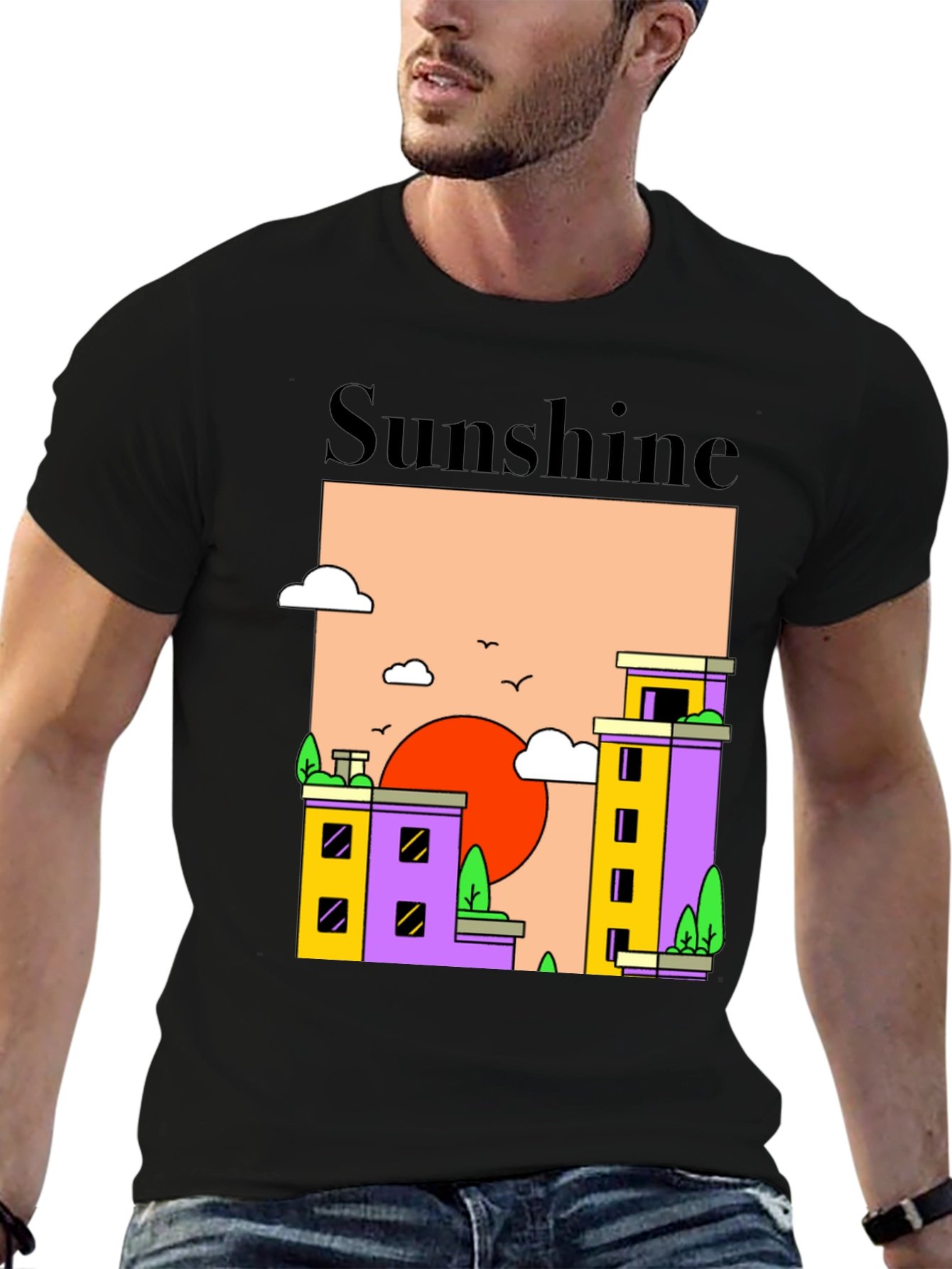 Sunshine Cityscape Graphic T-Shirt