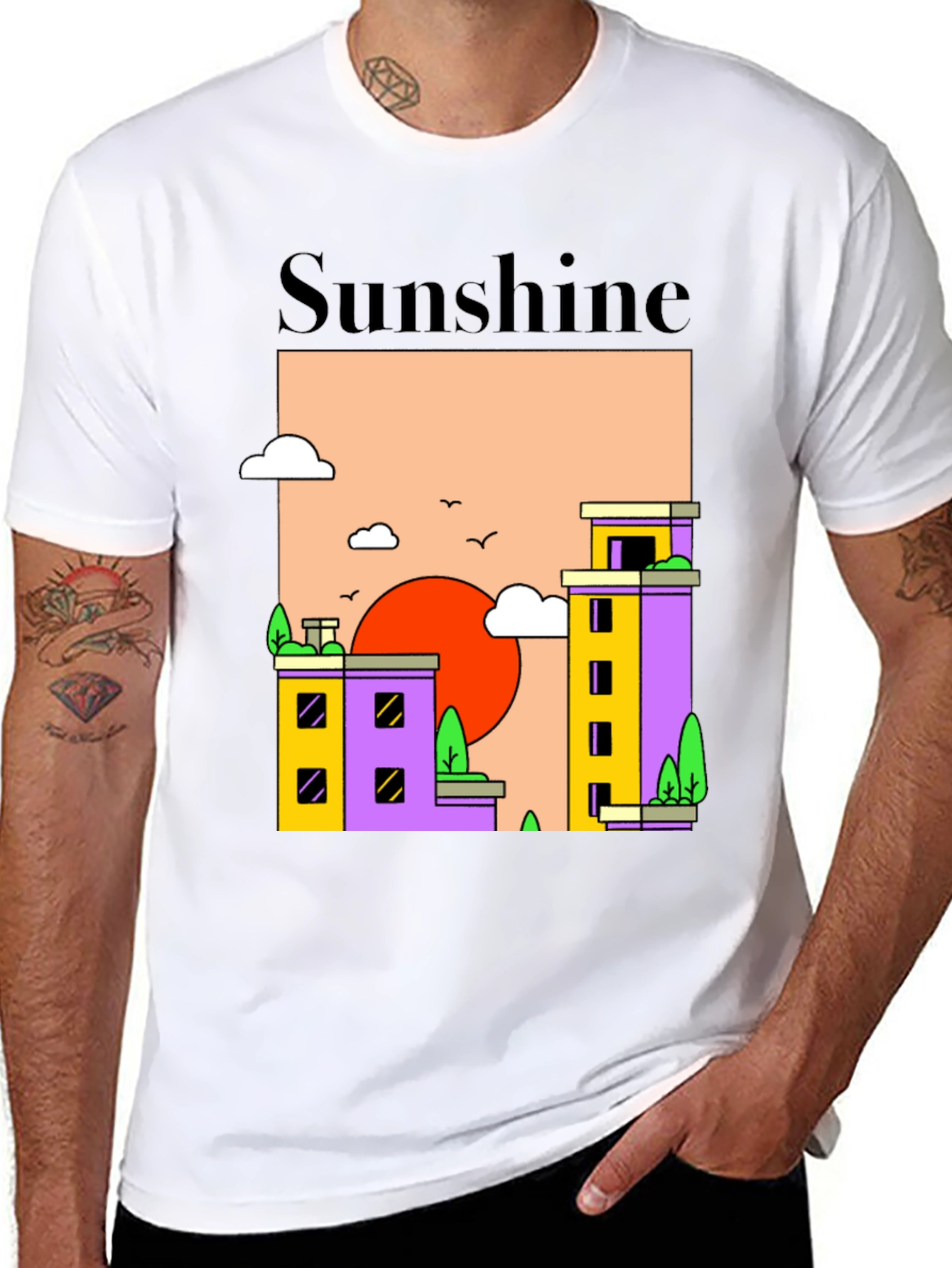 Sunshine Cityscape Graphic T-Shirt
