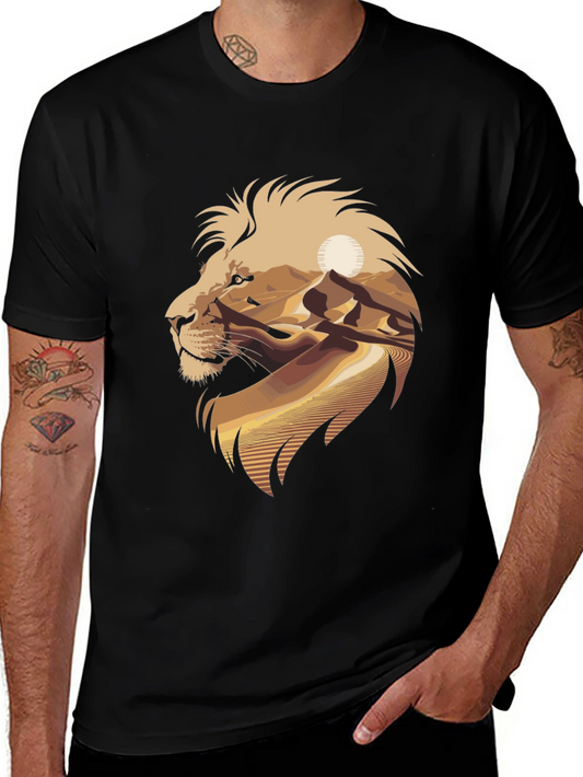 Lion Desert Graphic Tee - Cool Mens T-Shirt