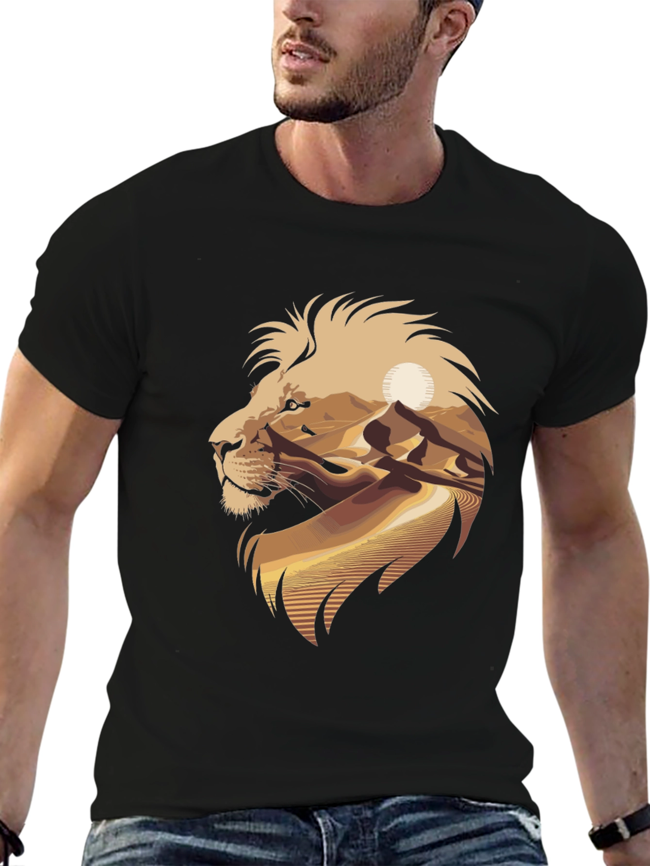 Lion Desert Graphic Tee - Cool Mens T-Shirt