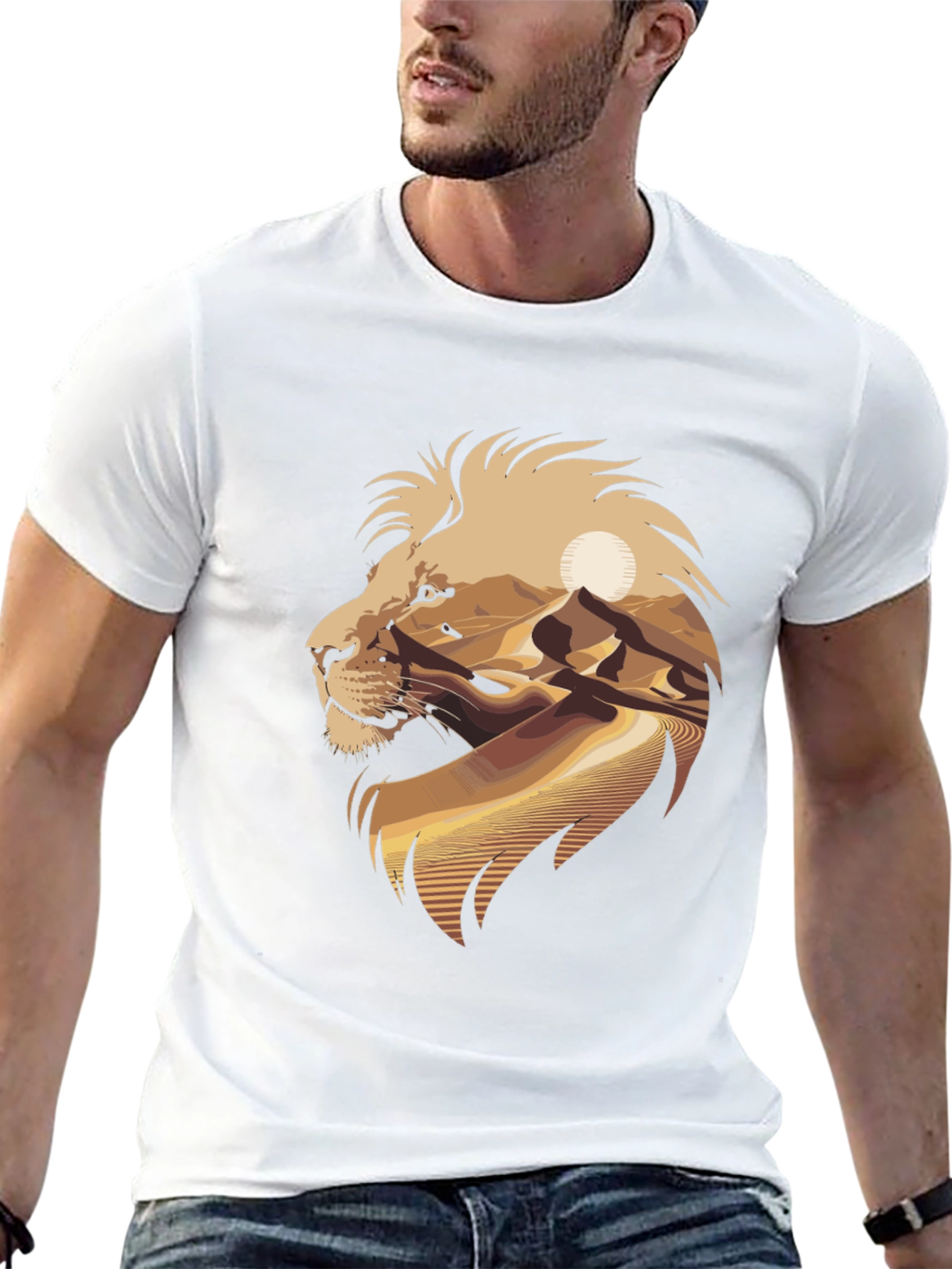 Lion Desert Graphic Tee - Cool Mens T-Shirt