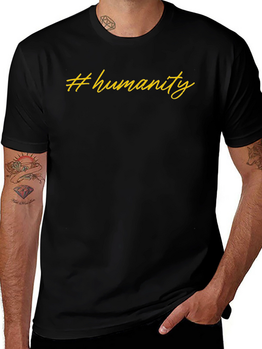 Stylish #humanity Black Cotton T-Shirt