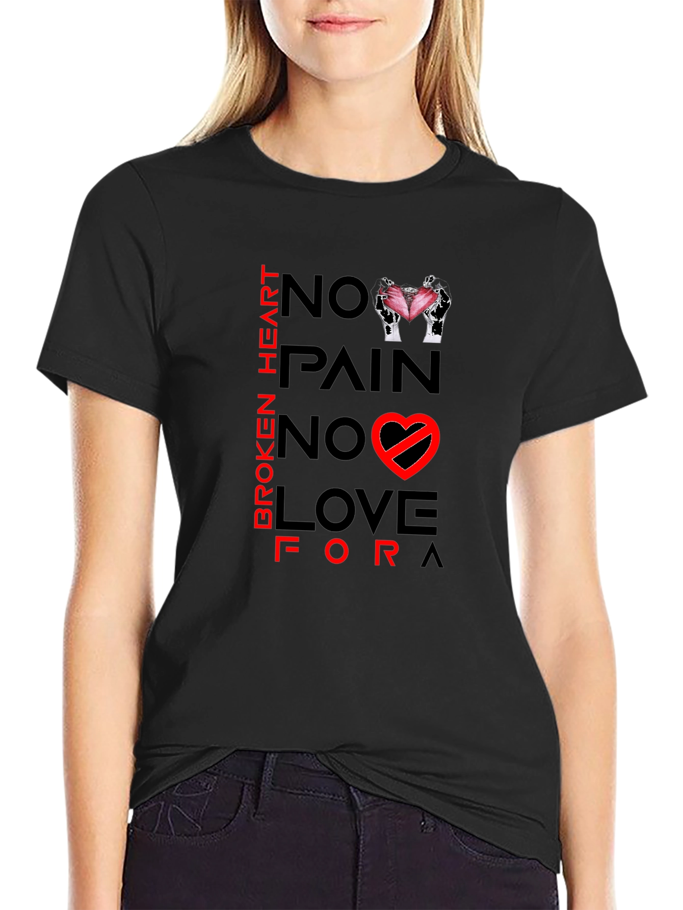 Broken Heart No Love Graphic Print Tee