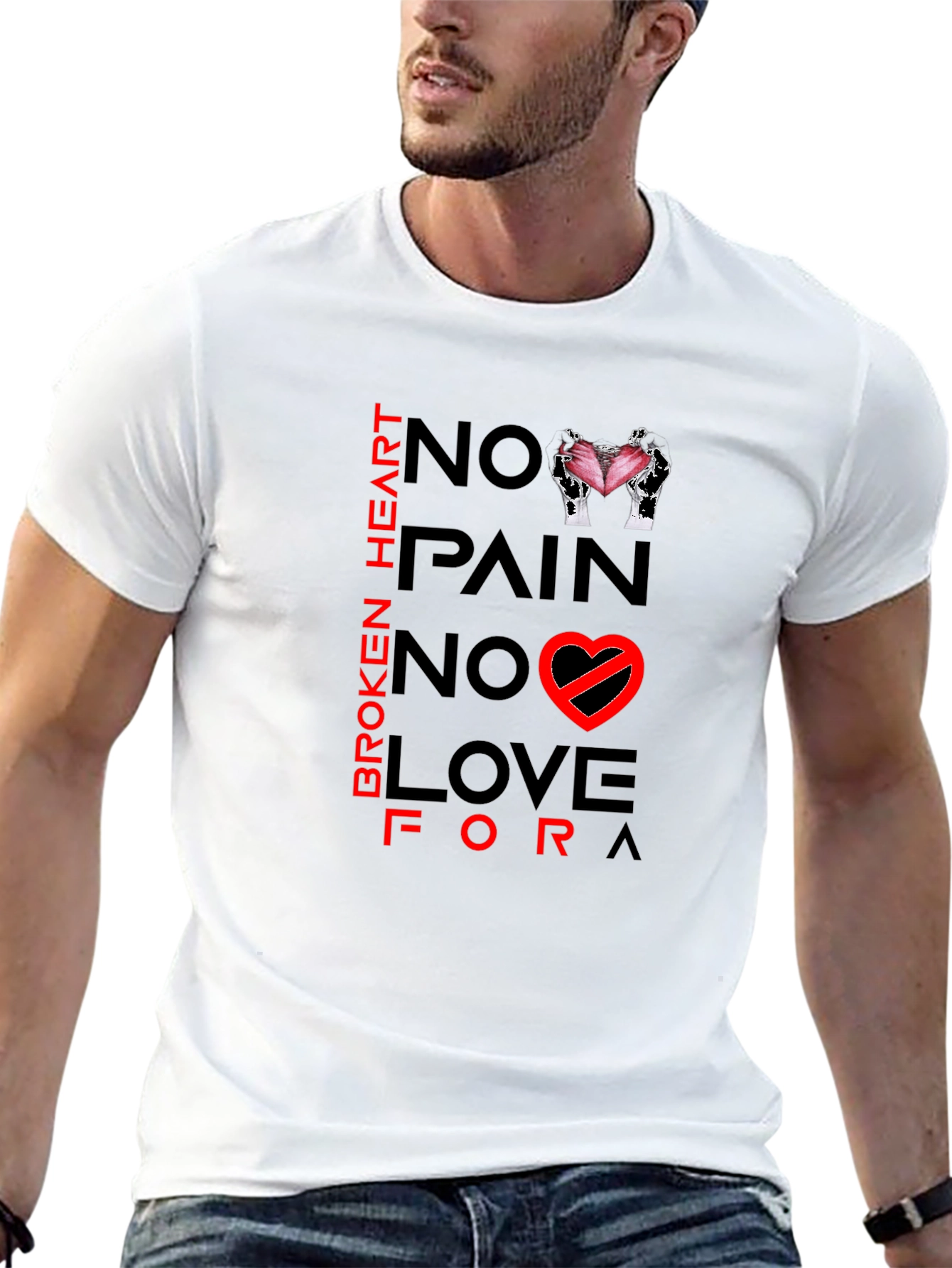 Broken Heart No Love Graphic Print Tee
