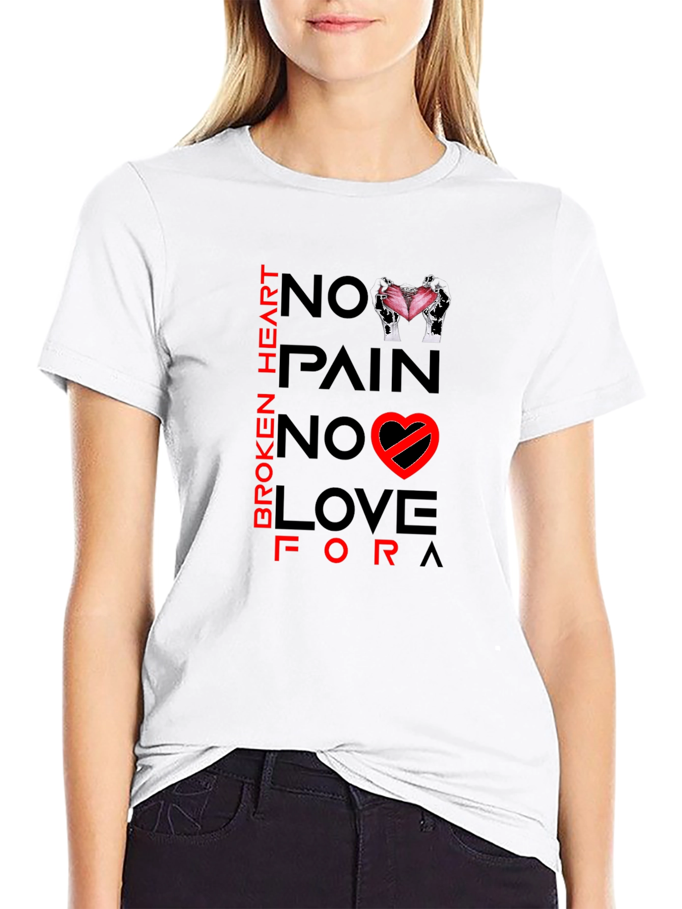 Broken Heart No Love Graphic Print Tee