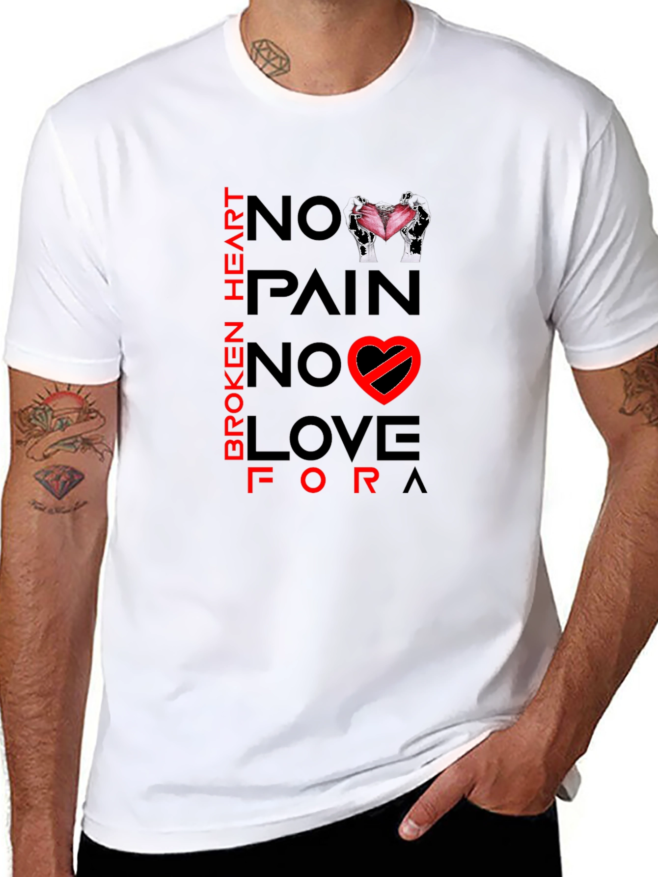 Broken Heart No Love Graphic Print Tee