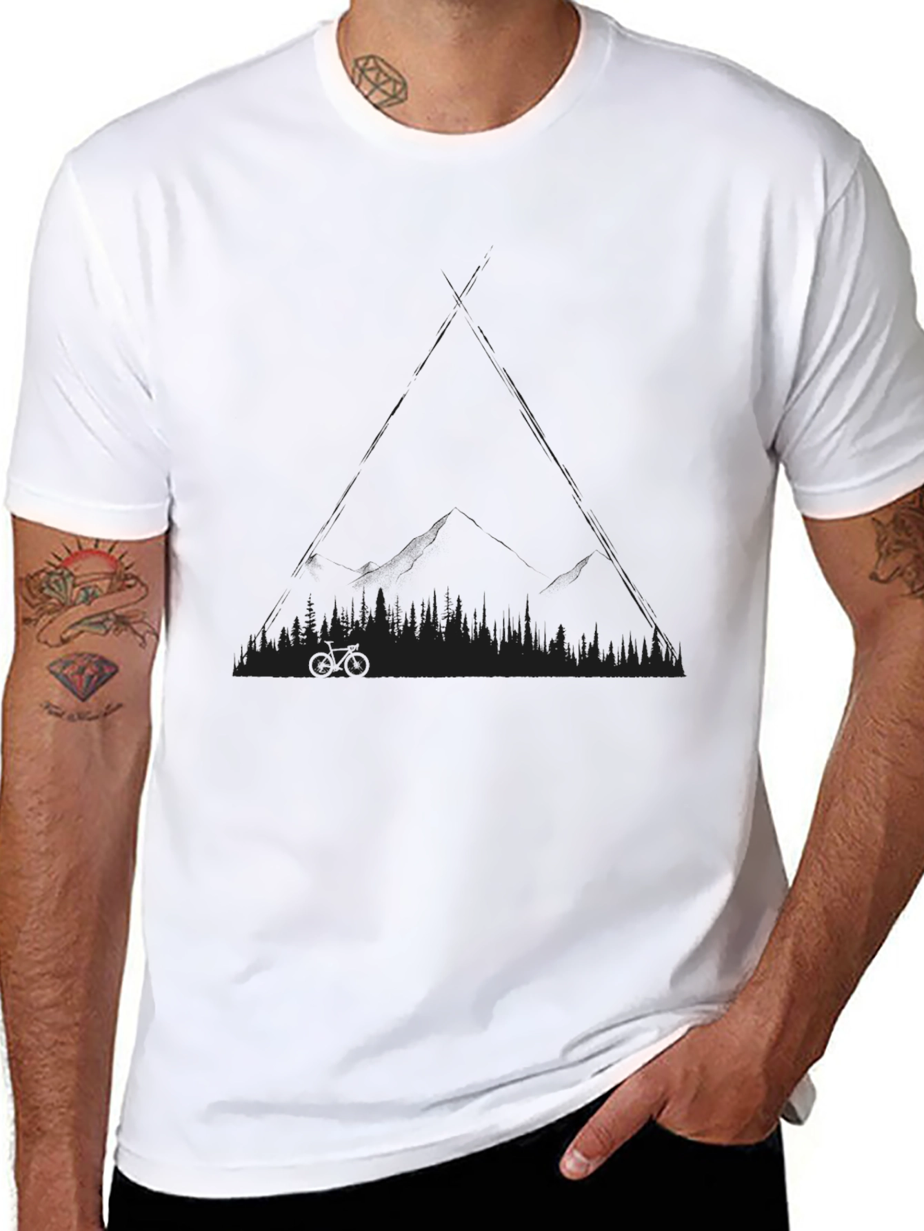 Black T-Shirt with Mountain Bike Design
