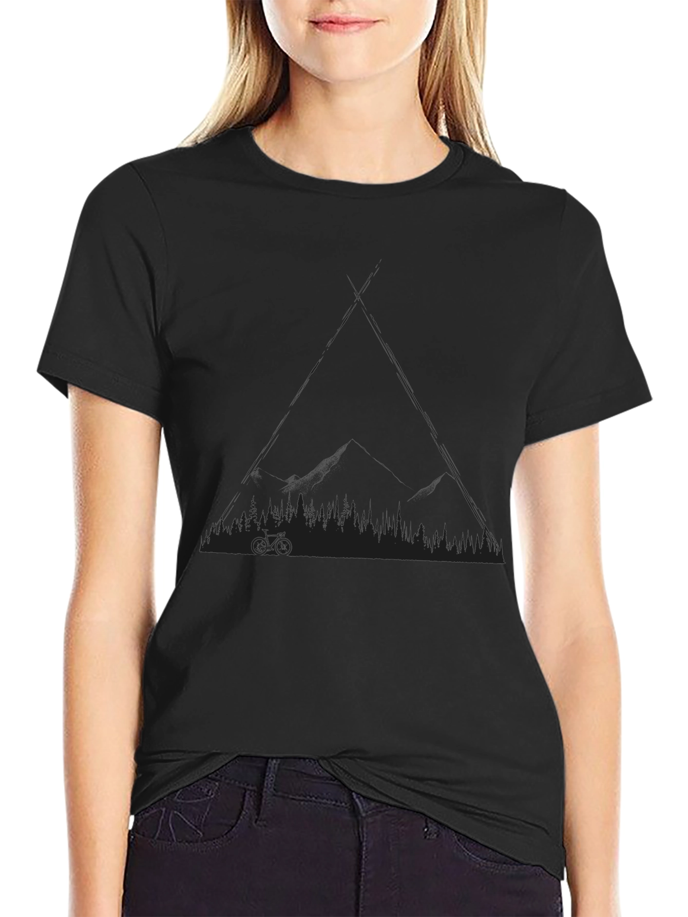 Black T-Shirt with Mountain Bike Design