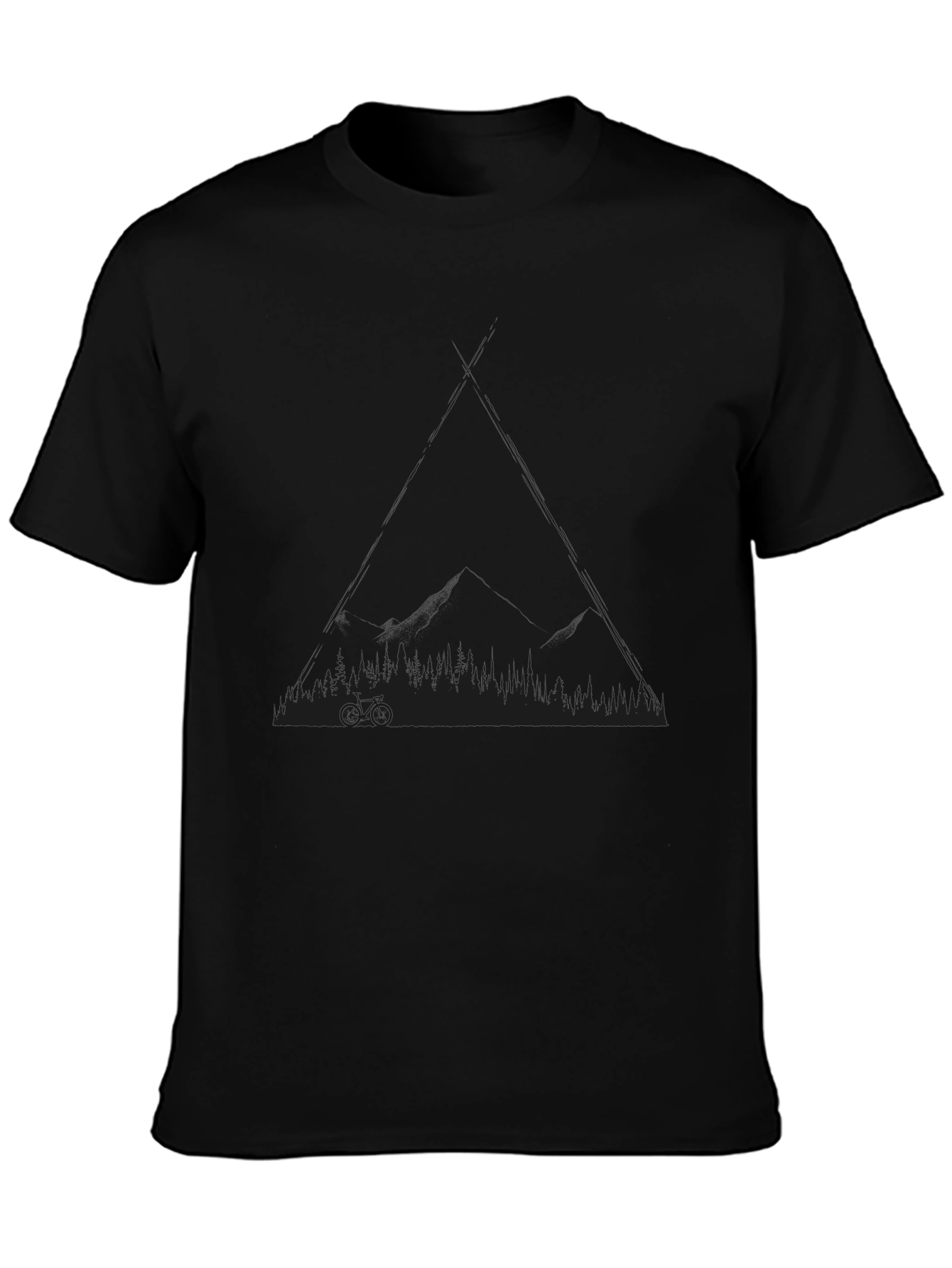 Black T-Shirt with Mountain Bike Design