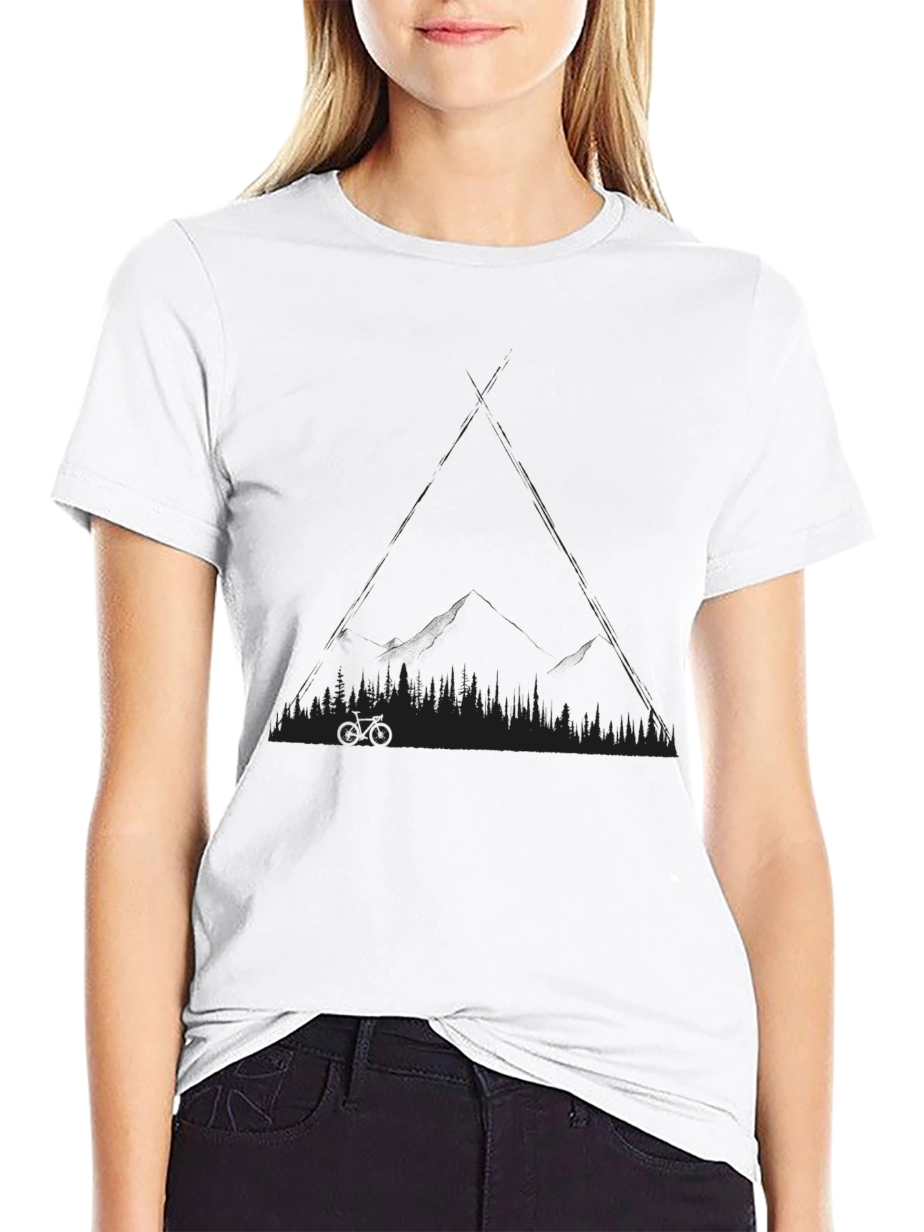 Black T-Shirt with Mountain Bike Design