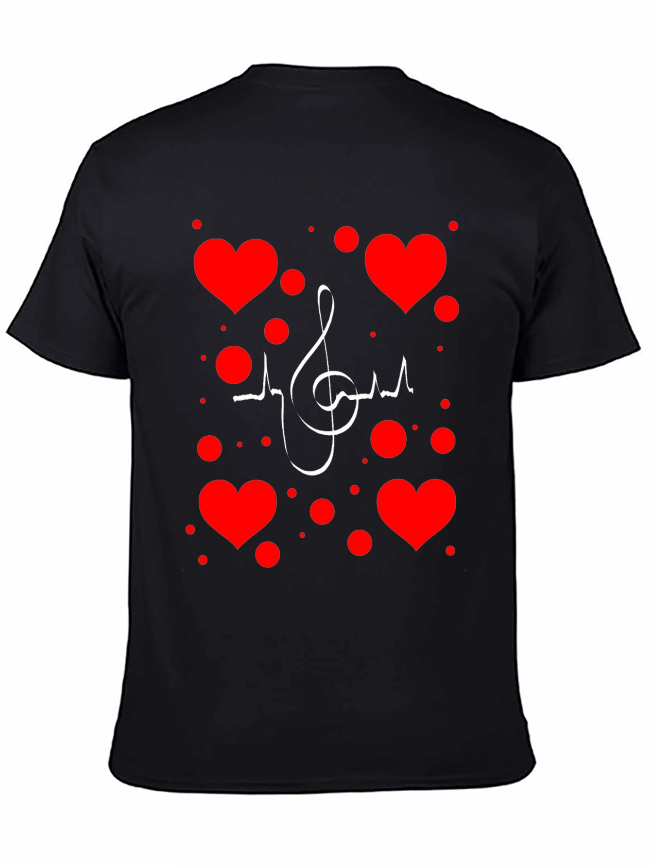 Musical Heartbeat T-Shirt - Black Graphic Print