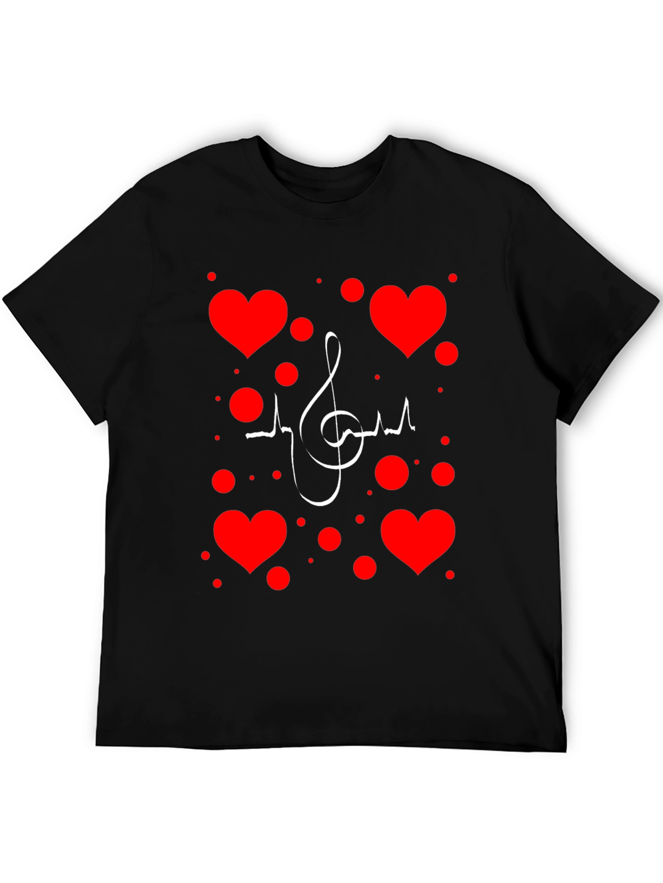 Musical Heartbeat T-Shirt - Black Graphic Print